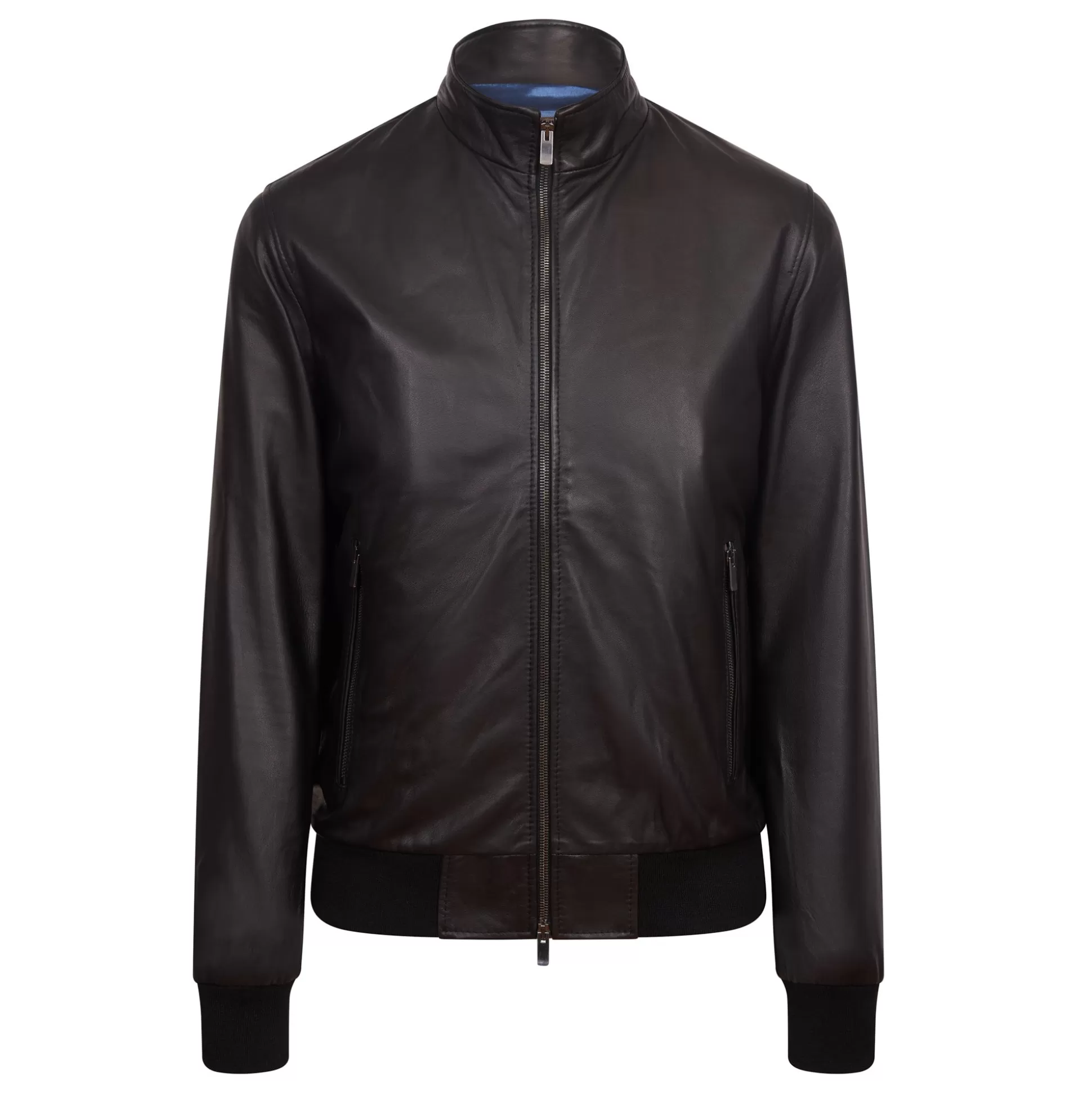 New Henry Bucks MCKINNON Nappa Lamb Leather Zip Bomber Jacket BLACK