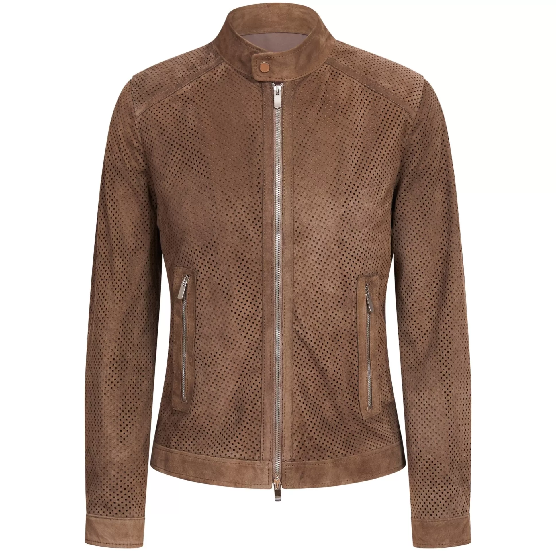 Hot Henry Bucks MCKINNON Perforated Suede Jacket BROWN/TAUPE