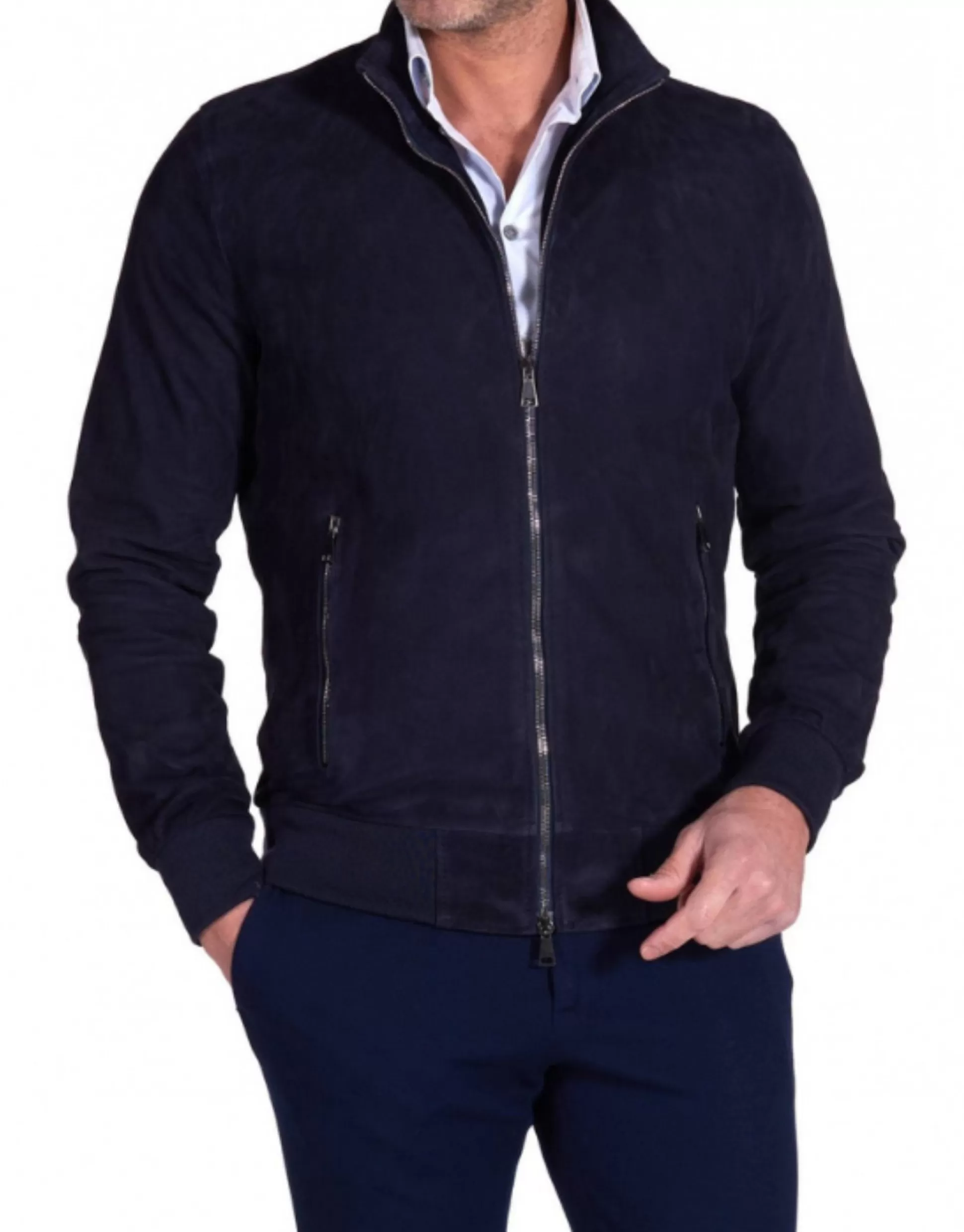 Best Sale Henry Bucks MCKINNON SUEDE LAMB LEATHER JACKET NAVY NAVY REG