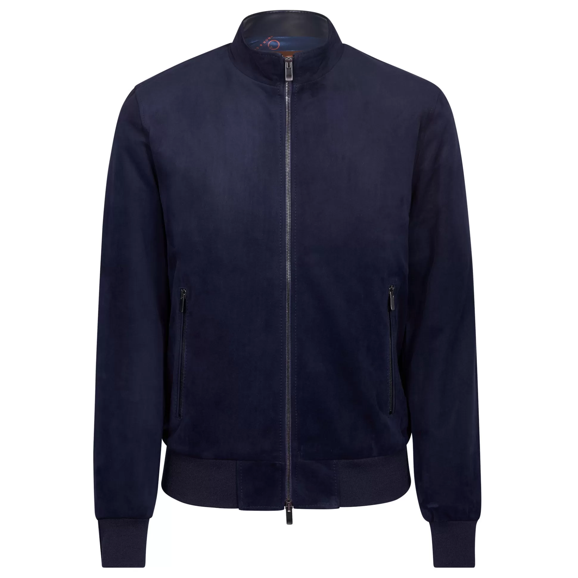 Hot Henry Bucks MCKINNON Suede Lamb Leather Zip Bomber Jacket BLUE