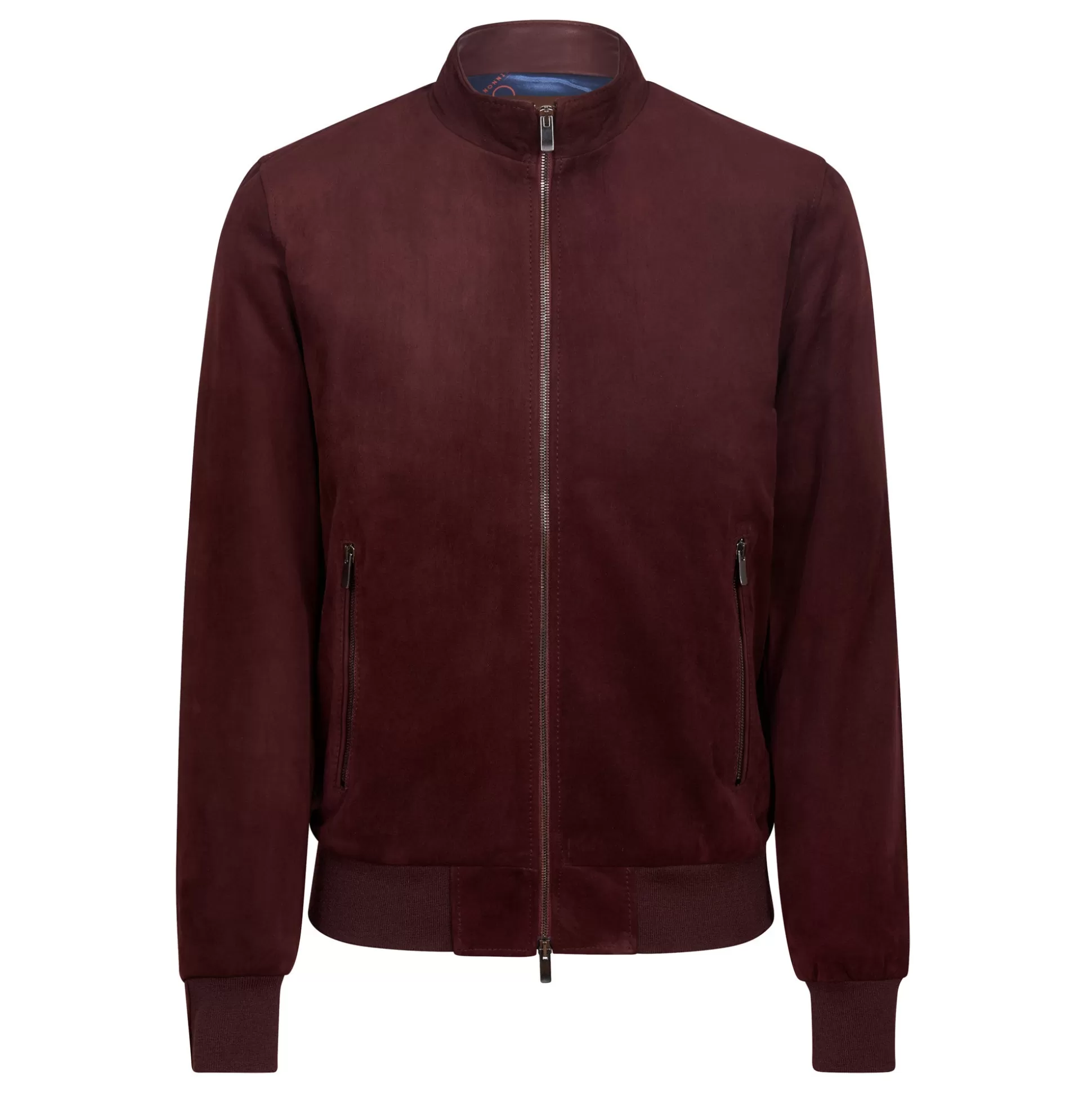 Best Sale Henry Bucks MCKINNON Suede Lamb Leather Zip Bomber Jacket BORDEAUX