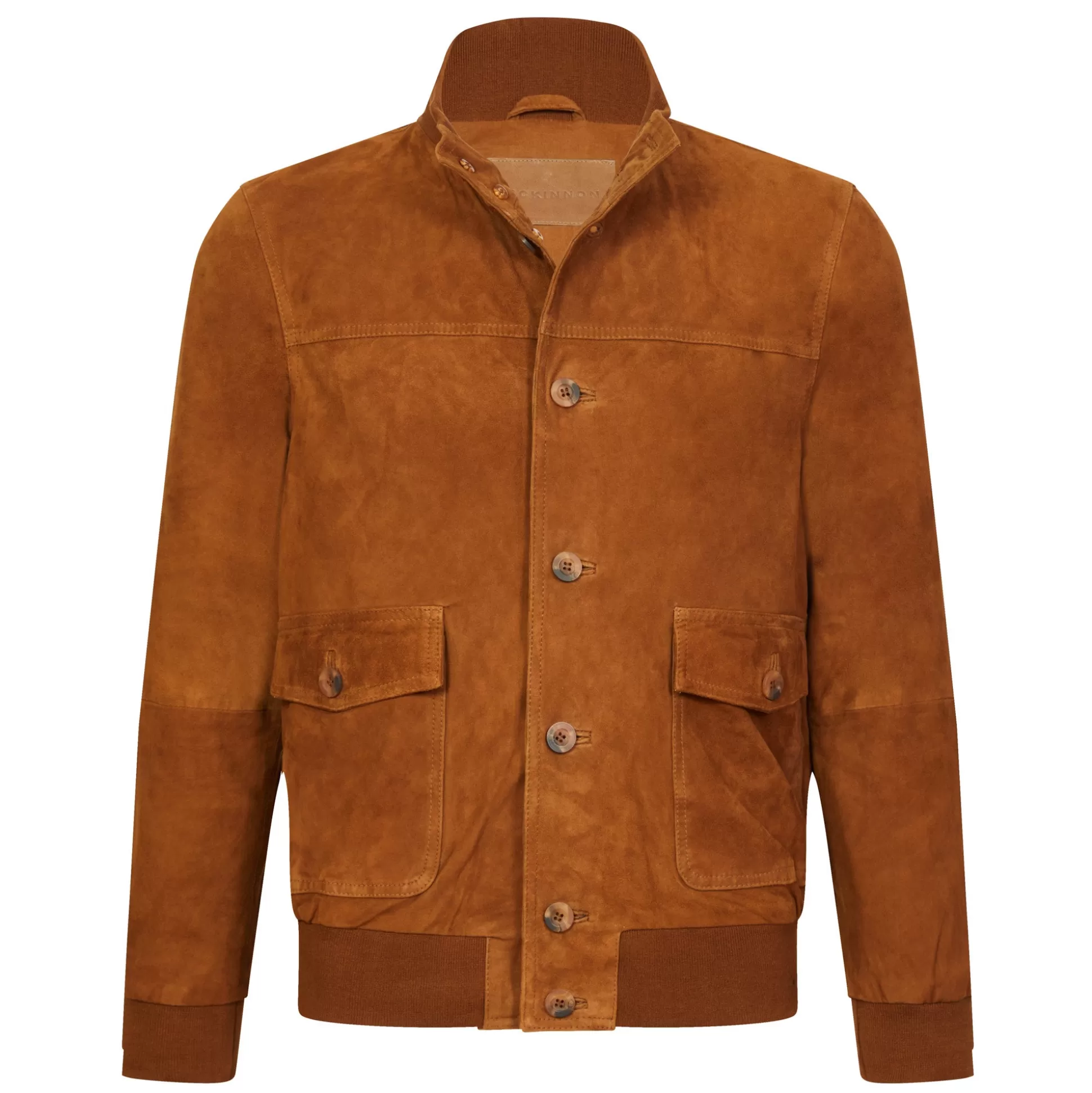 Cheap Henry Bucks MCKINNON Suede Leather Button Bomber Jacket COGNAC COGNAC REG