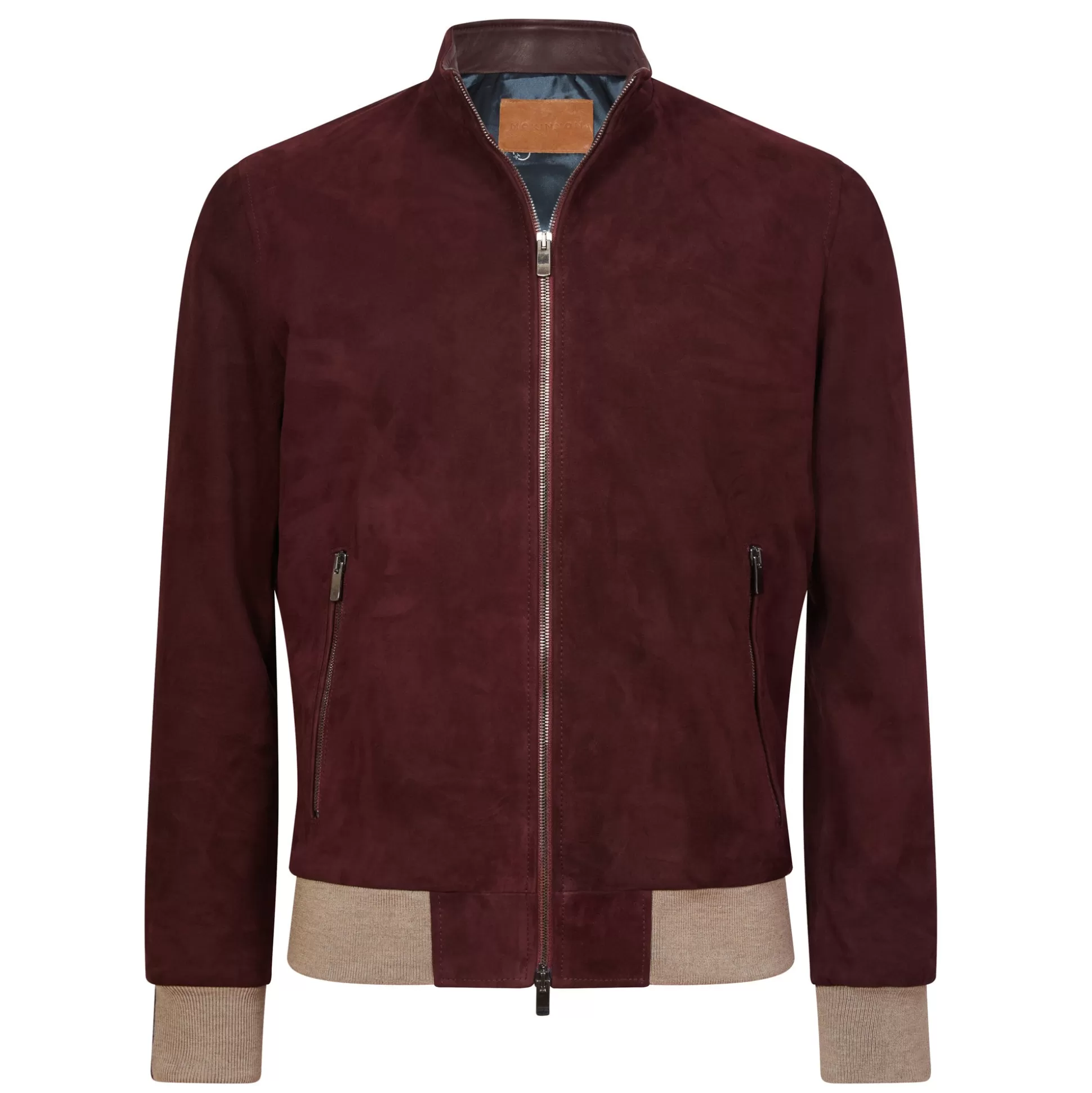 Clearance Henry Bucks MCKINNON Suede Leather Zip Bomber Jacket BORDEAUX REG