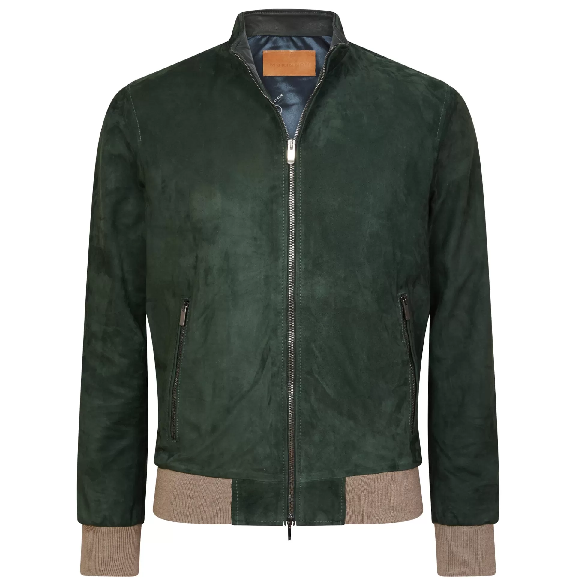 New Henry Bucks MCKINNON Suede Leather Zip Bomber Jacket GREEN REG GREENS REG