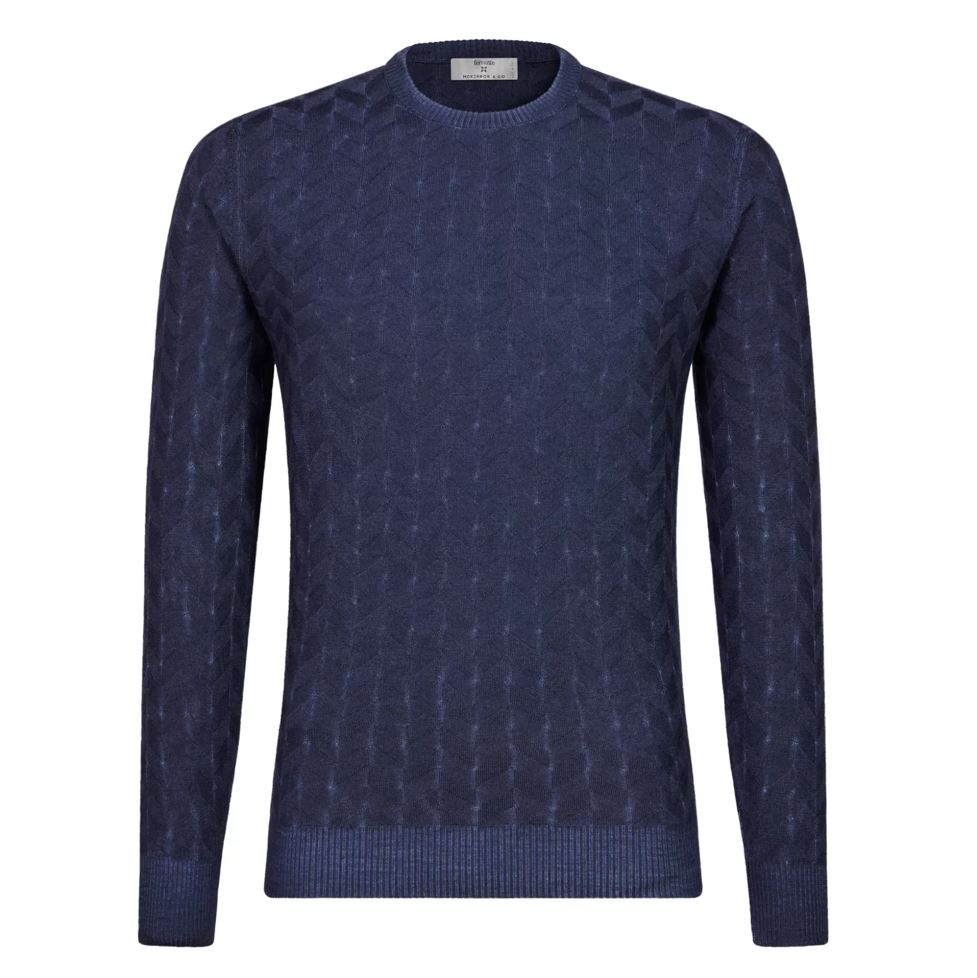 Sale Henry Bucks MCKINNON X FERRANTE Chevron Crewneck Knit BLUE