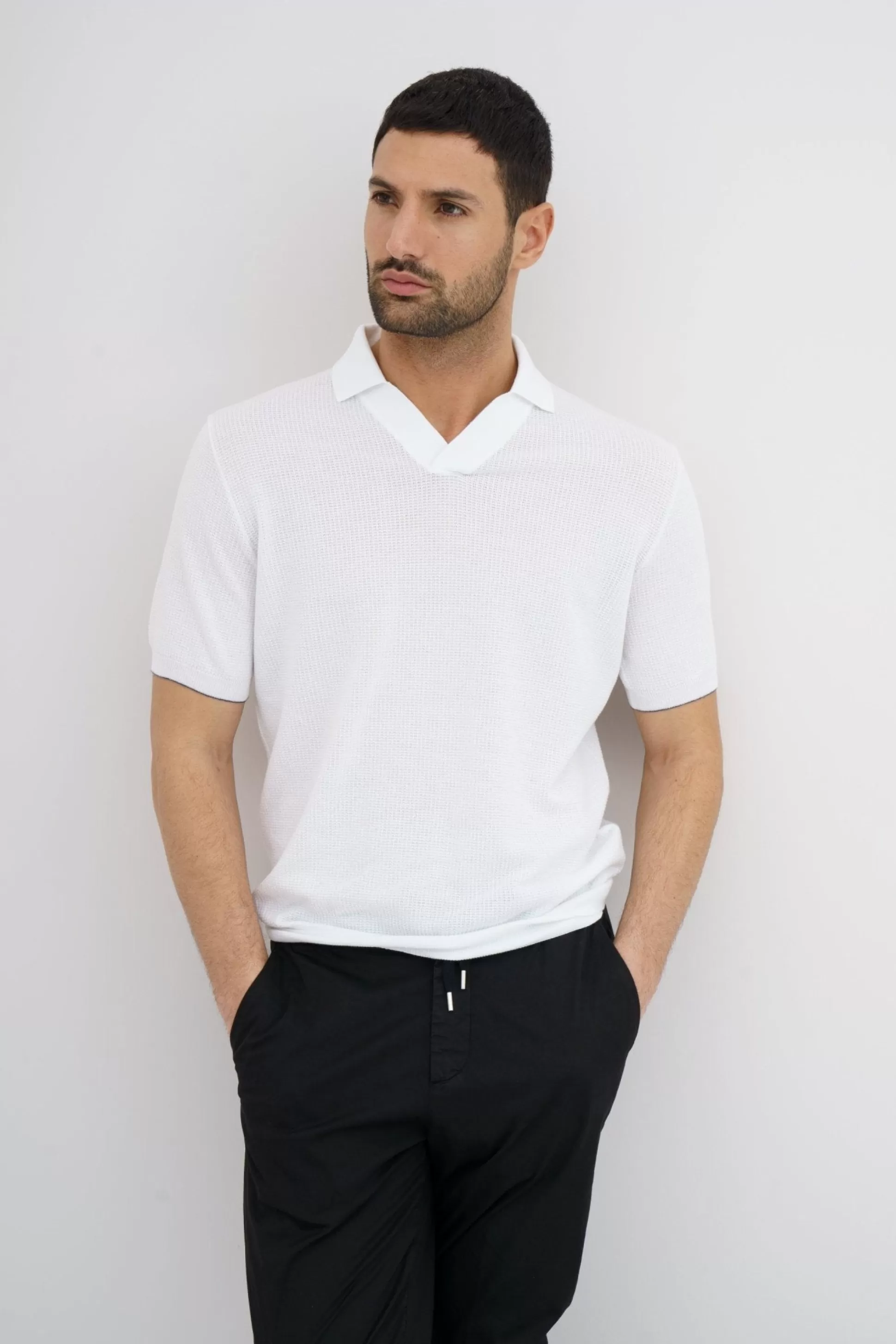 New Henry Bucks MCKINNON X FERRANTE Short Sleeve Buttonless Polo In WHITE