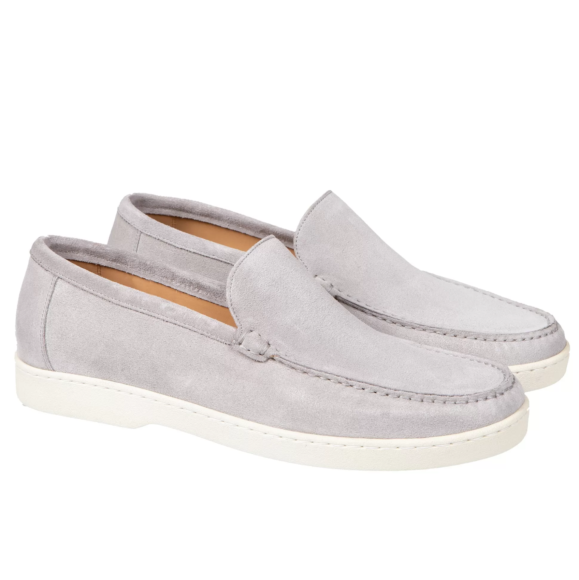 Clearance Henry Bucks MORESCHI SUEDE SIMPLE LOAFERS LIGHT GREY