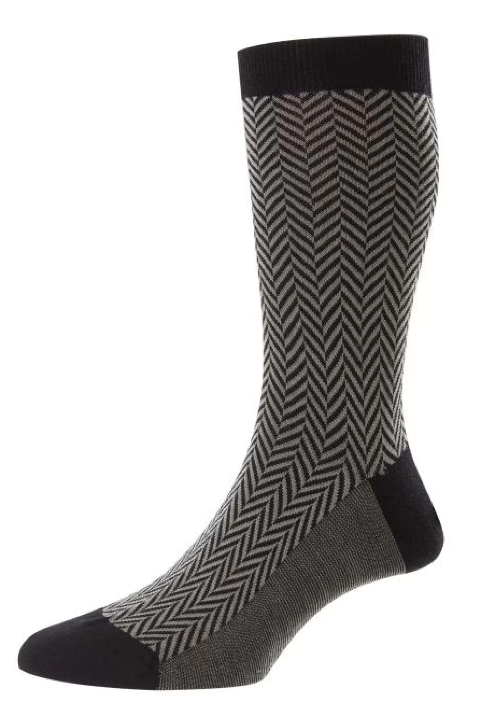 Sale Henry Bucks PANTHERELLA Herringbone Sock BLACK/WHITE