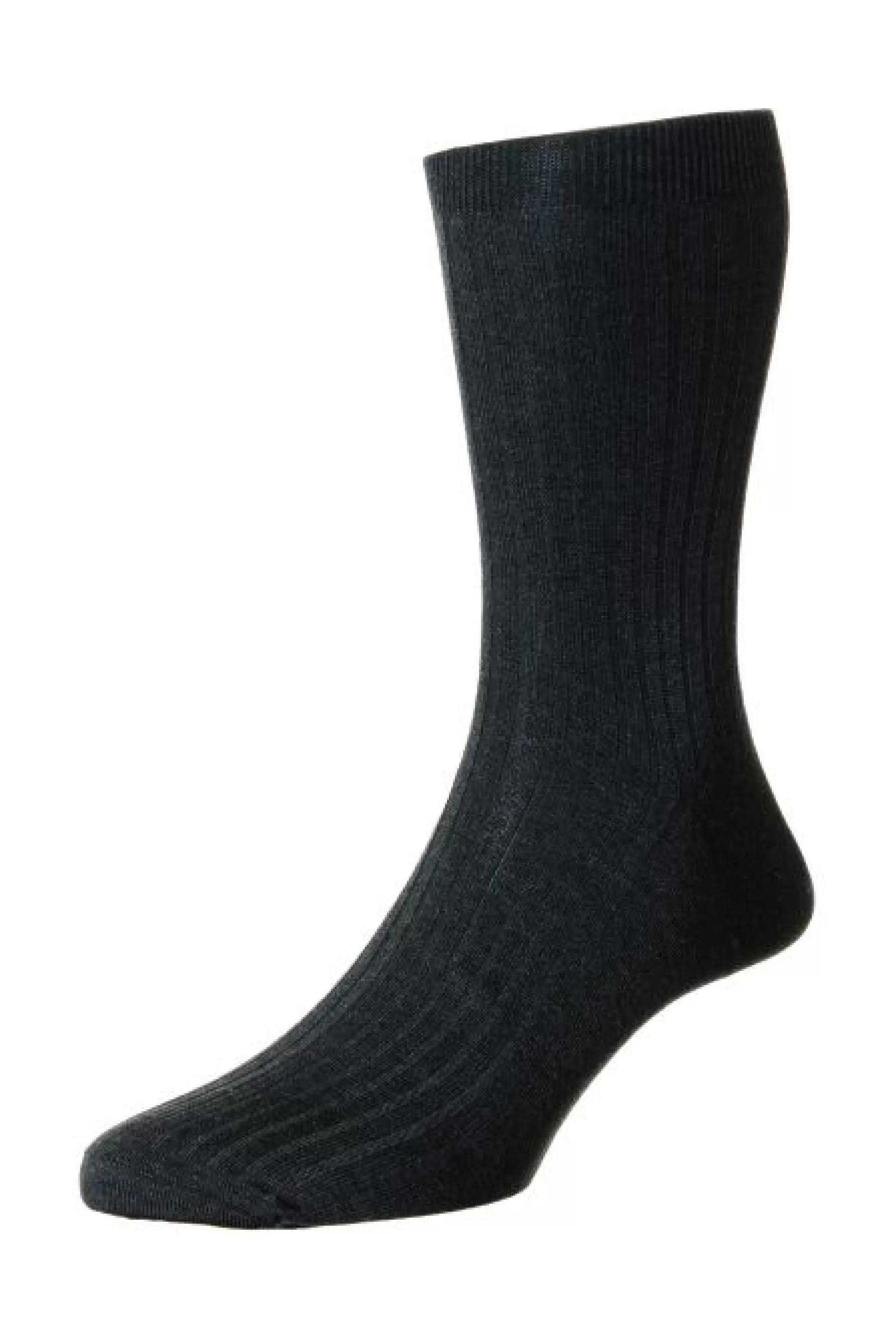 Hot Henry Bucks PANTHERELLA Pure Cotton 5X3 Rib Sock CHARCOAL