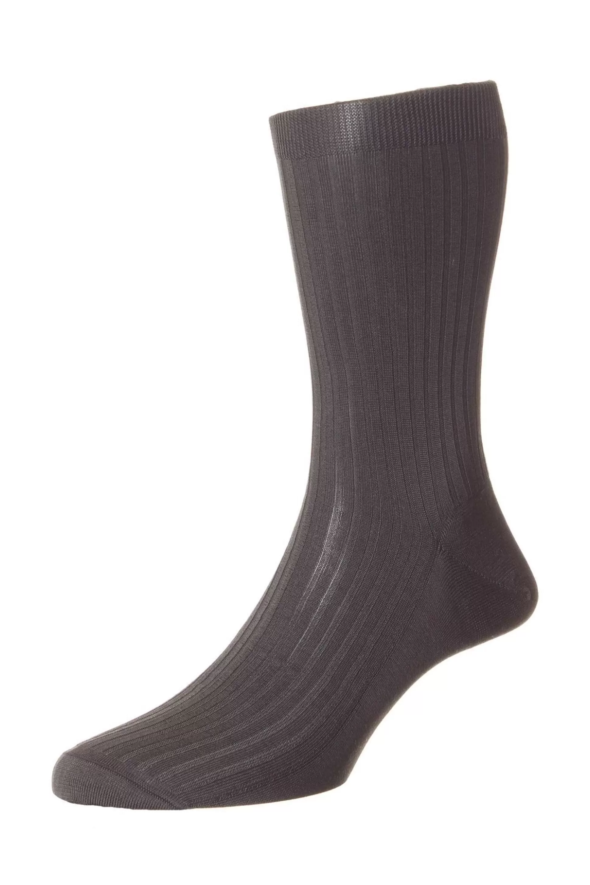 Hot Henry Bucks PANTHERELLA Pure Cotton Rib Sock DARK GREY