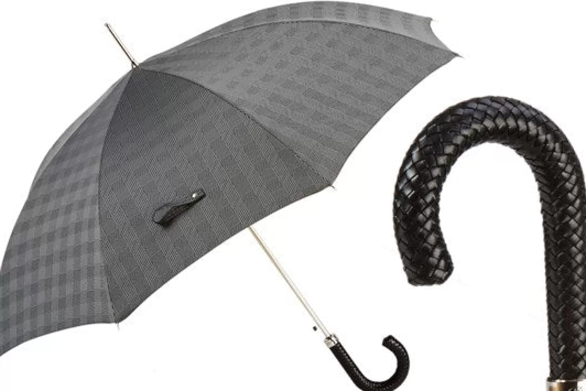 Store Henry Bucks PASOTTI Braided Leather Umbrella GREY/BLACK