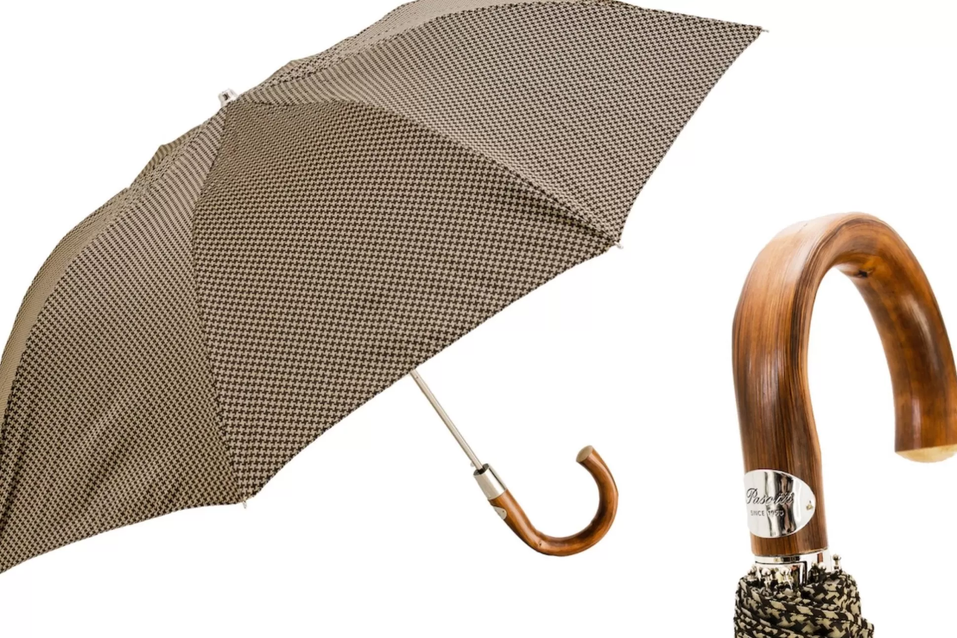 New Henry Bucks PASOTTI Check Folding Umbrella BROWN/BLACK