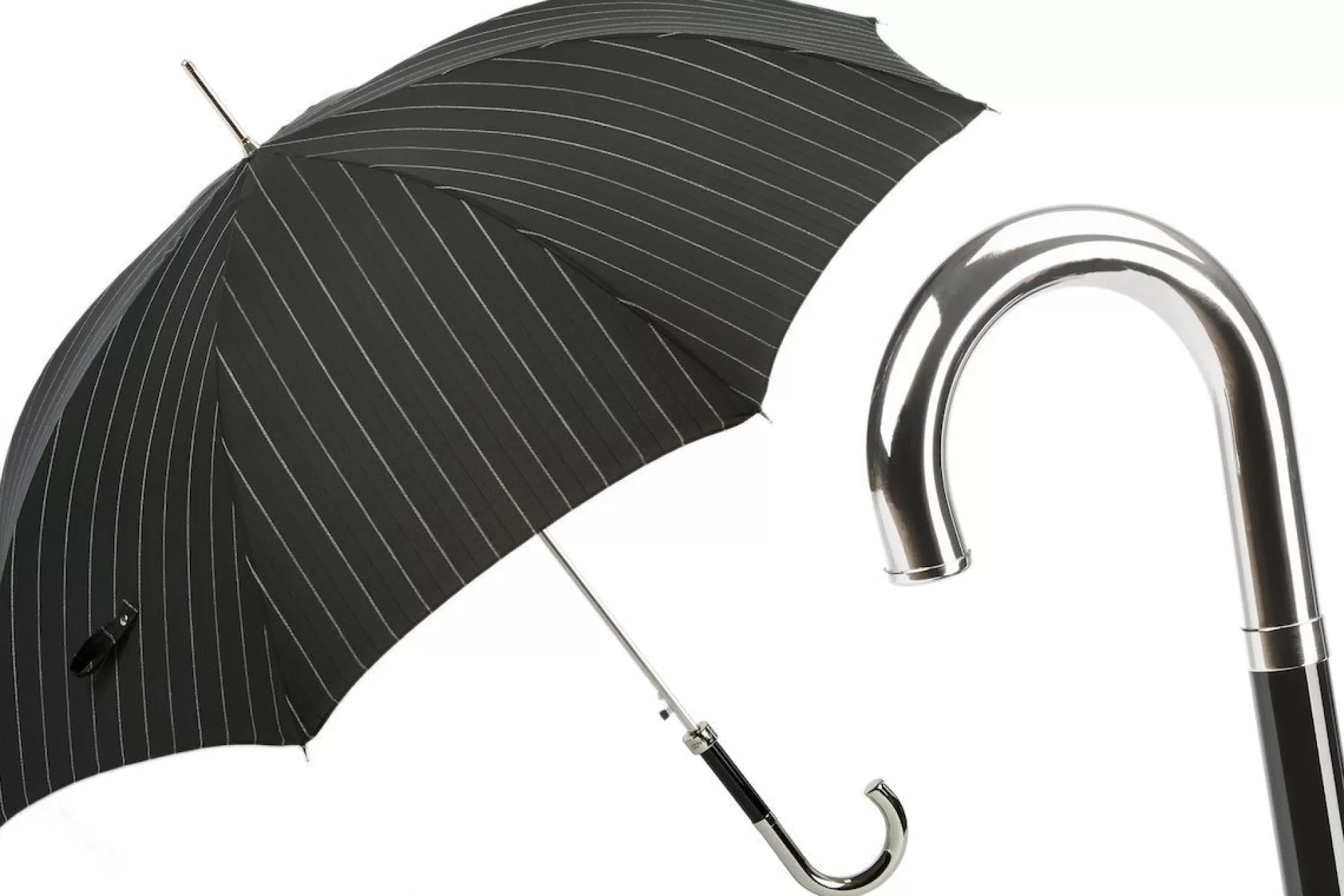 Flash Sale Henry Bucks PASOTTI Pinstripe Lux Umbrella BLACK/SILVER