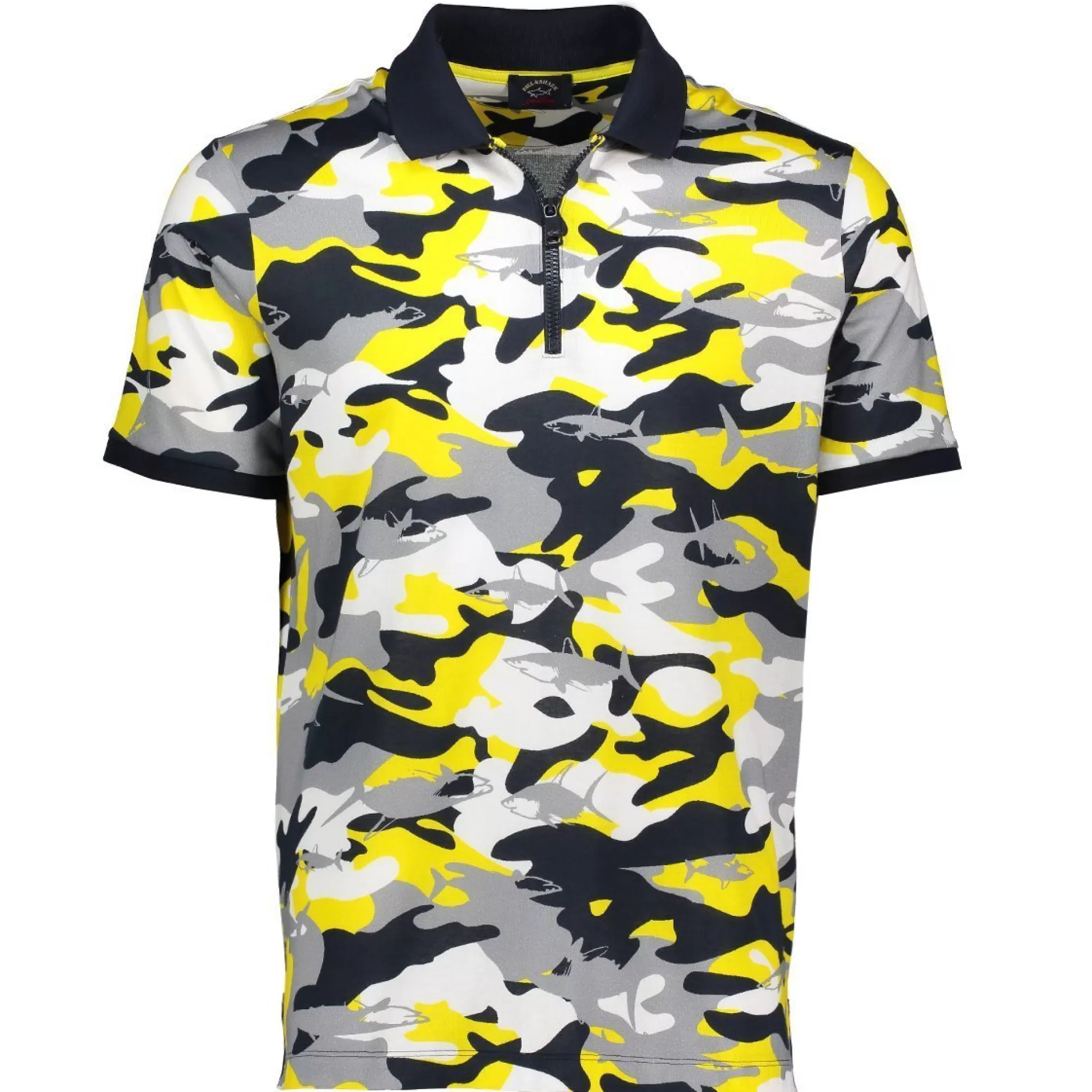 Shop Henry Bucks PAUL & SHARK Camouflage Zip Neck Polo YELLOW