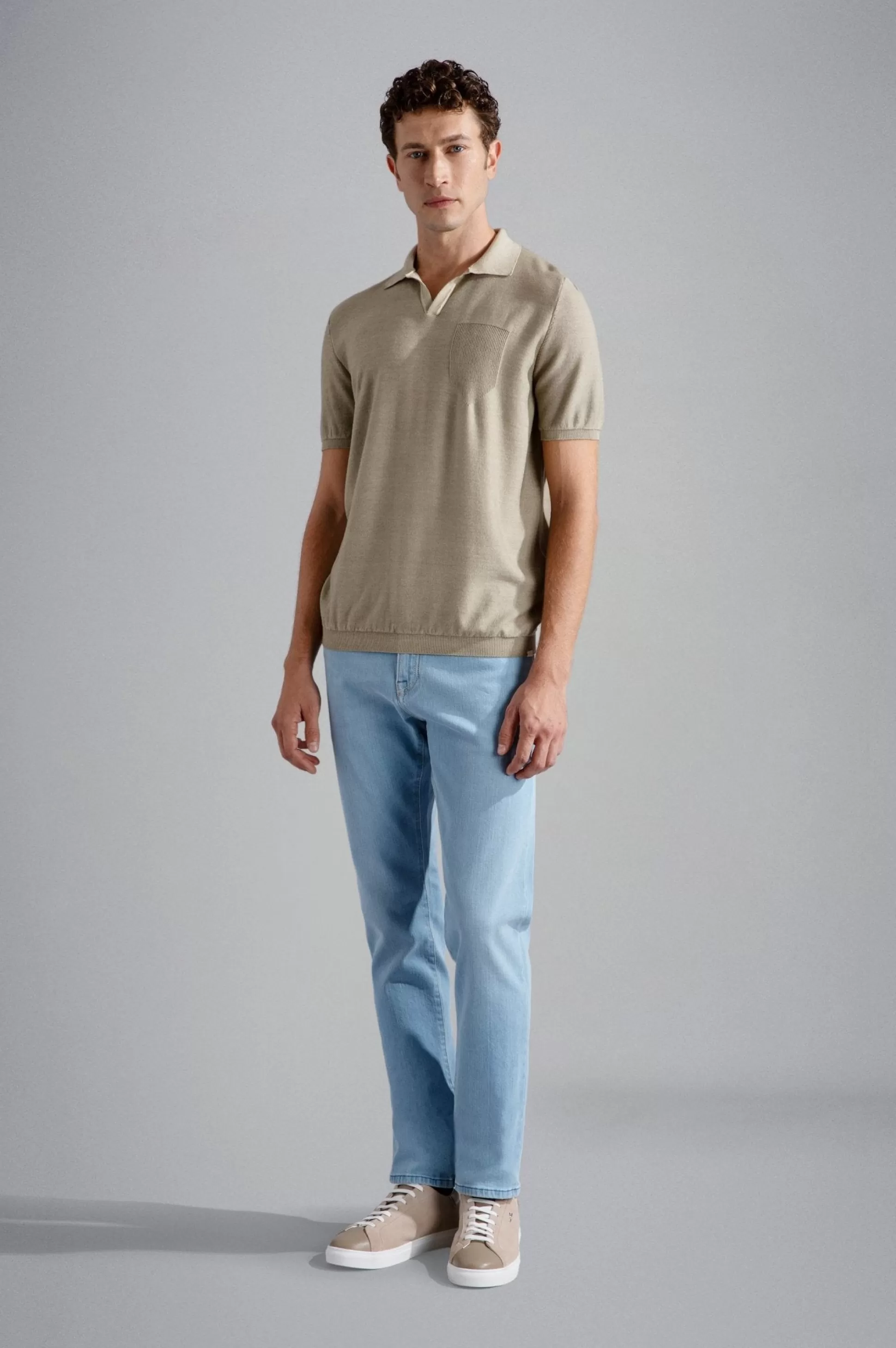 Shop Henry Bucks PAUL & SHARK Cotton Knit Skipper Polo ALMOND