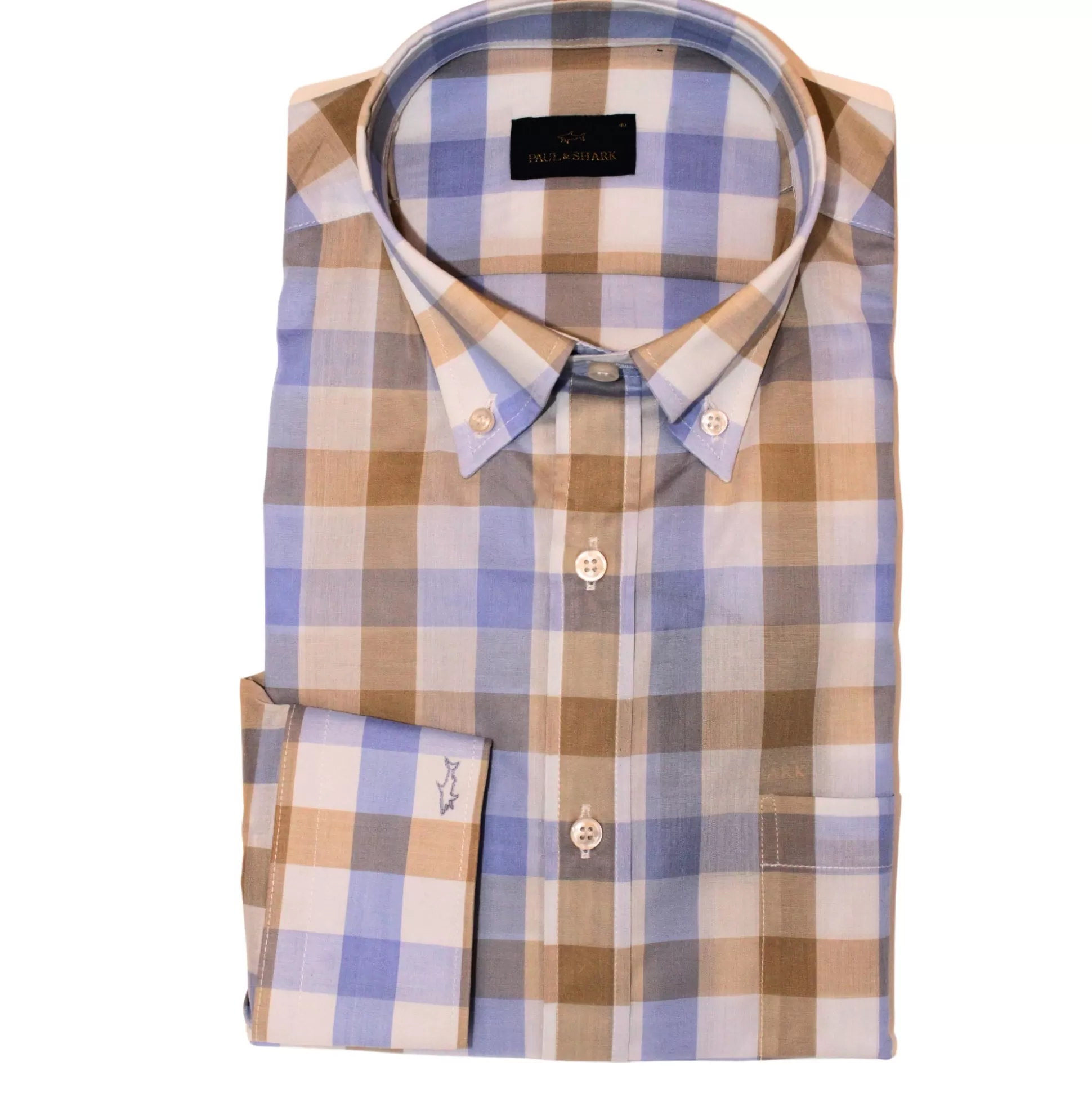 Hot Henry Bucks PAUL & SHARK Cotton Poplin Long Sleeve Shirt WHITE / BLUE / NATURAL
