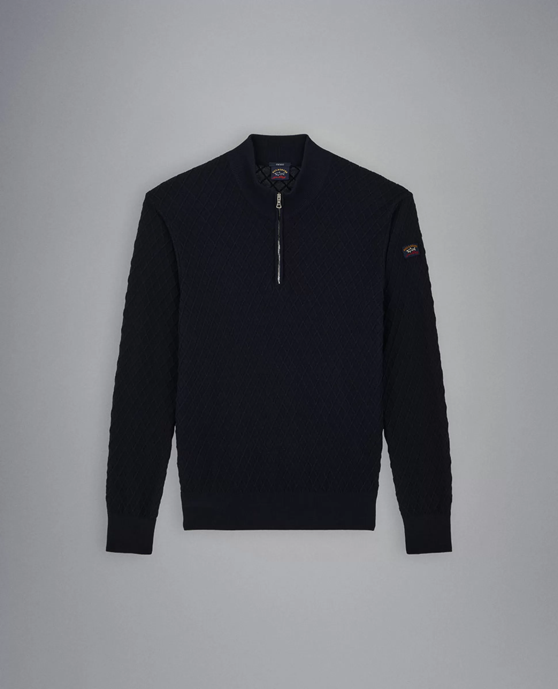 Shop Henry Bucks PAUL&SHARK Fresco Jacquard Mock Zip Knit NAVY