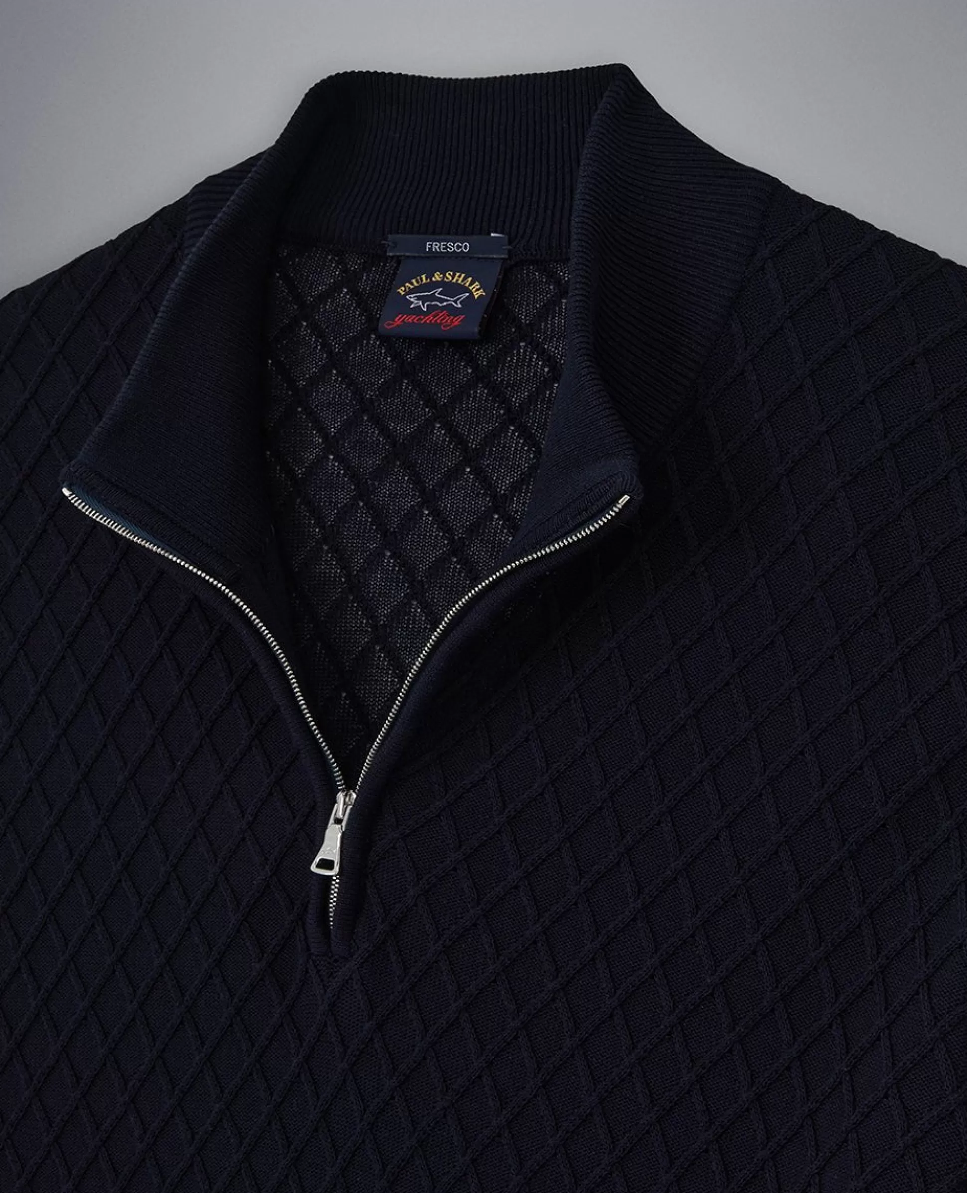 Shop Henry Bucks PAUL&SHARK Fresco Jacquard Mock Zip Knit NAVY