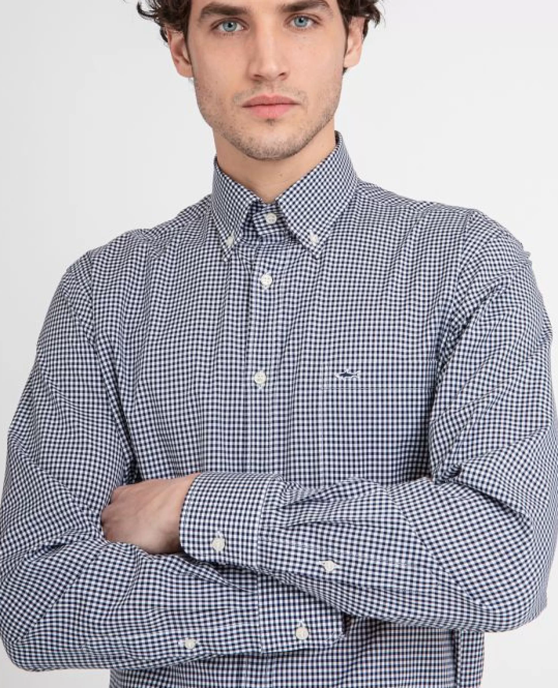 Discount Henry Bucks PAUL&SHARK Gingham Shirt NAVY/WHITE