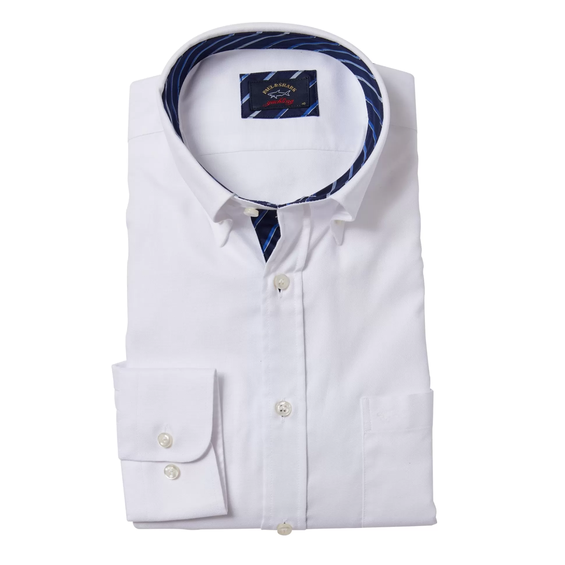 Discount Henry Bucks PAUL&SHARK Striped Collar Oxford Shirt WHITE