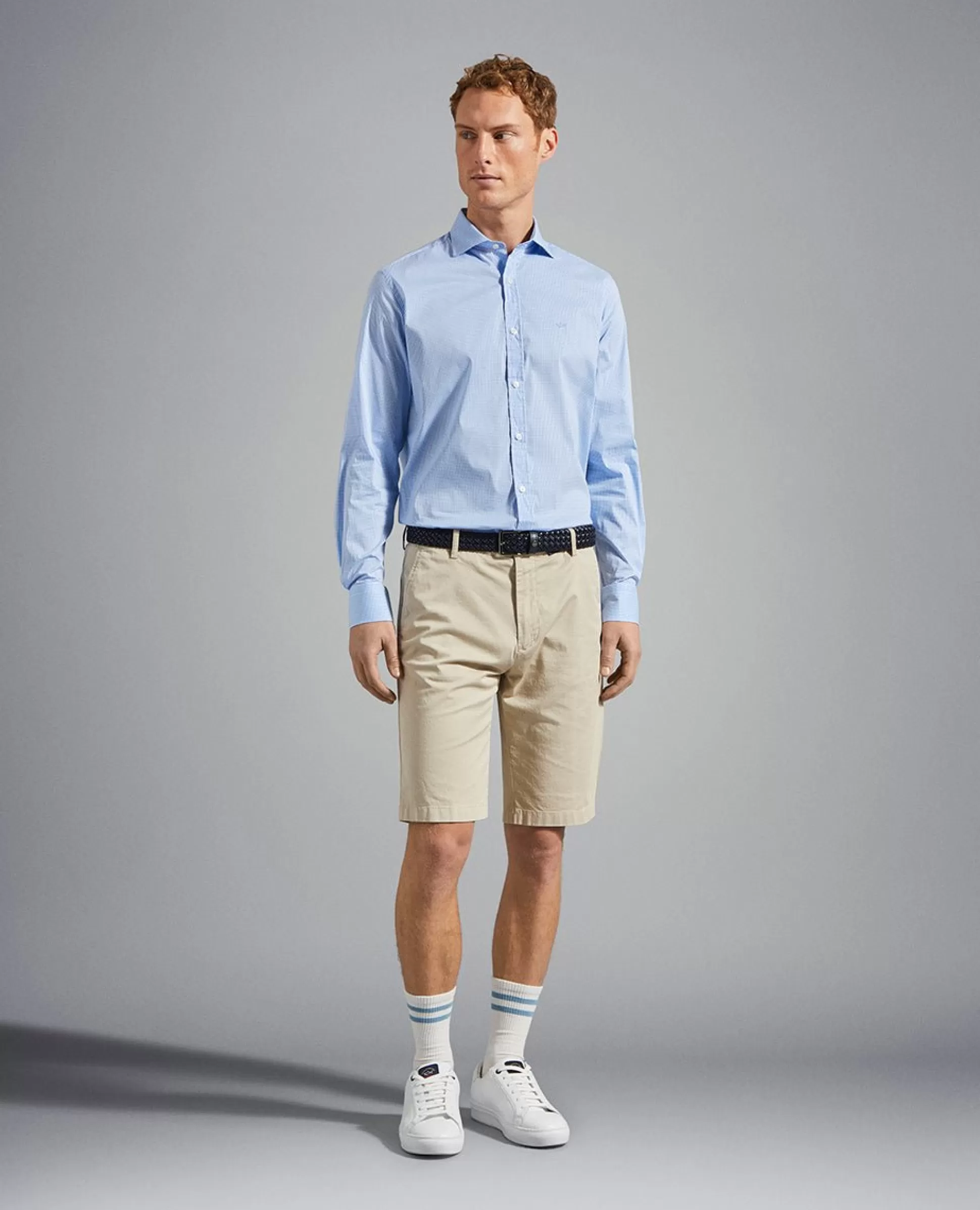 New Henry Bucks P&S COTTON STRETCH SHIRT SKY