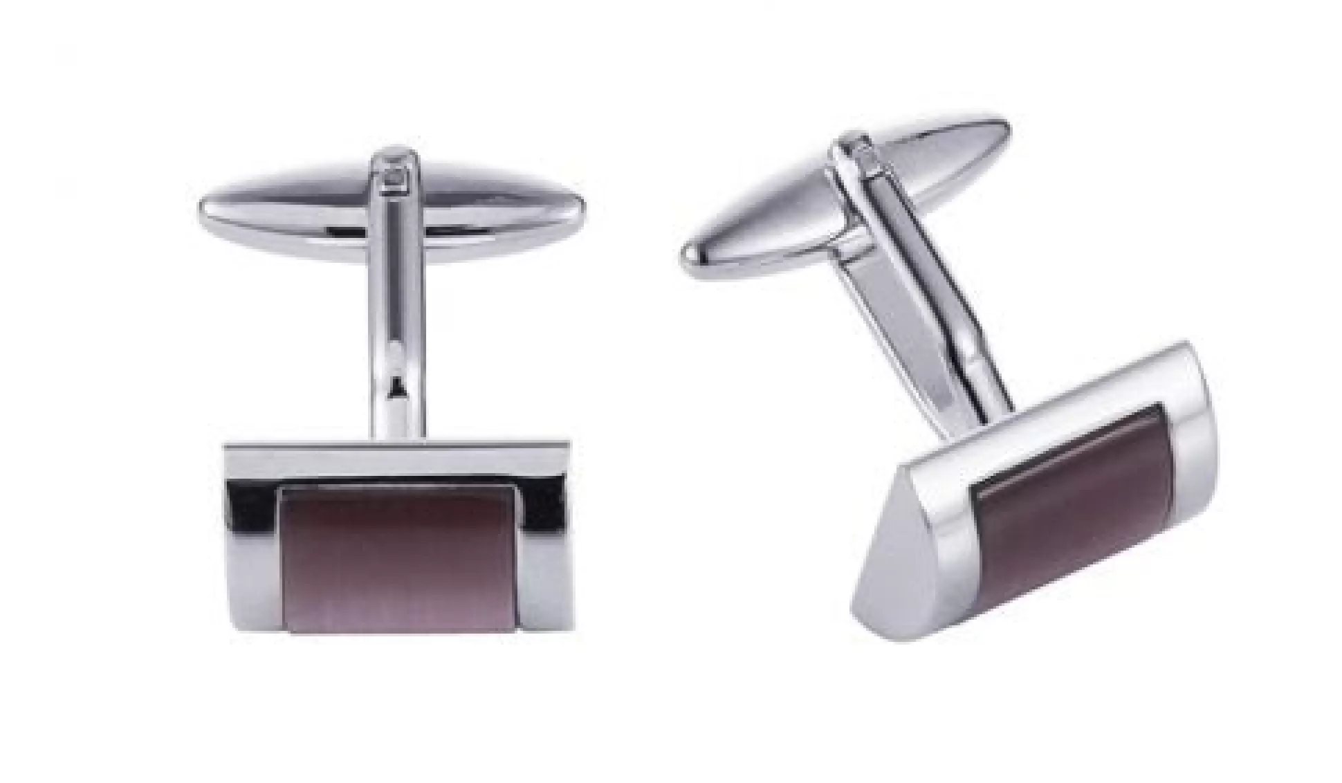 New Henry Bucks Purple Cat's Eye Cufflinks -