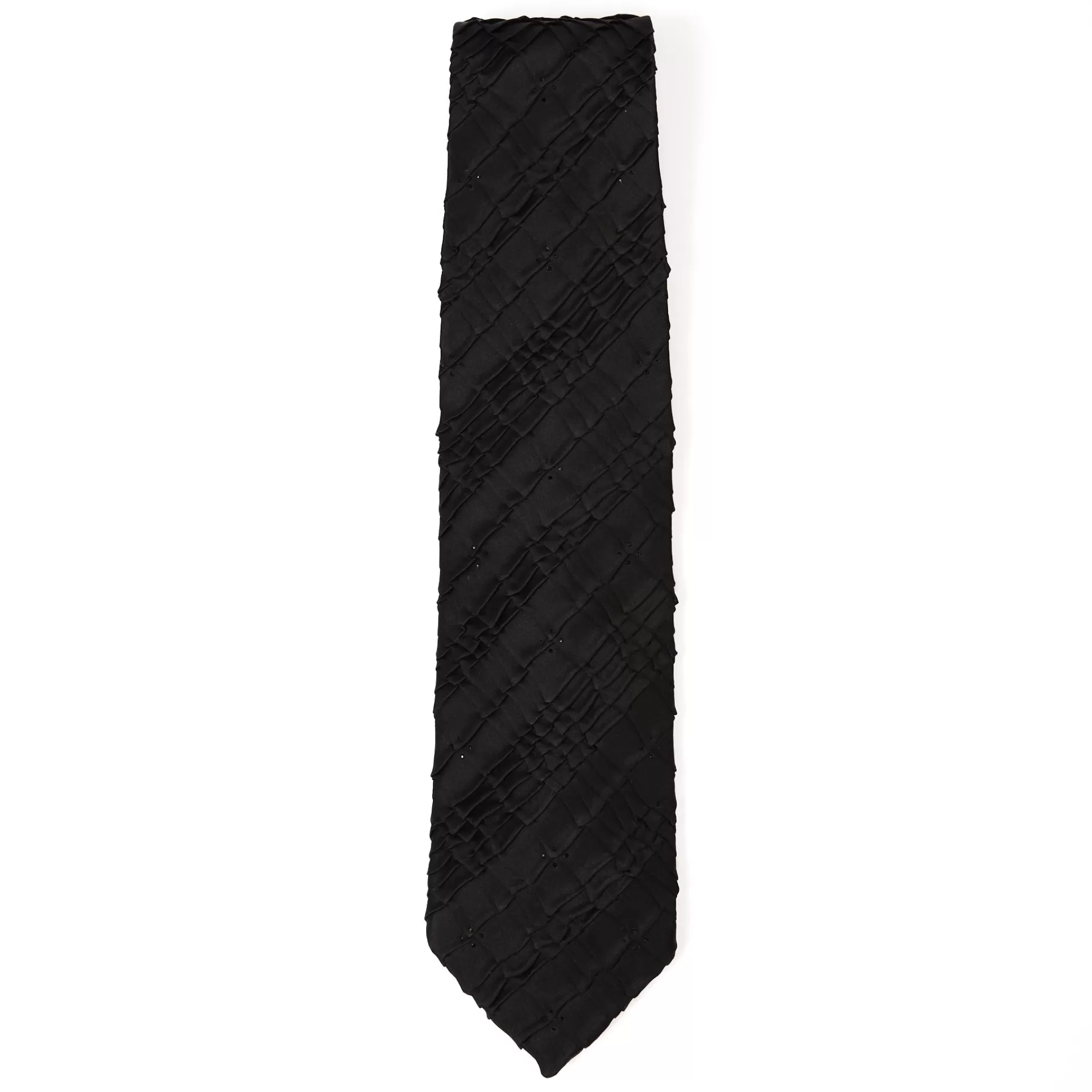 New Henry Bucks STEFANO RICCI Pleated Silk Tie BLACK 1