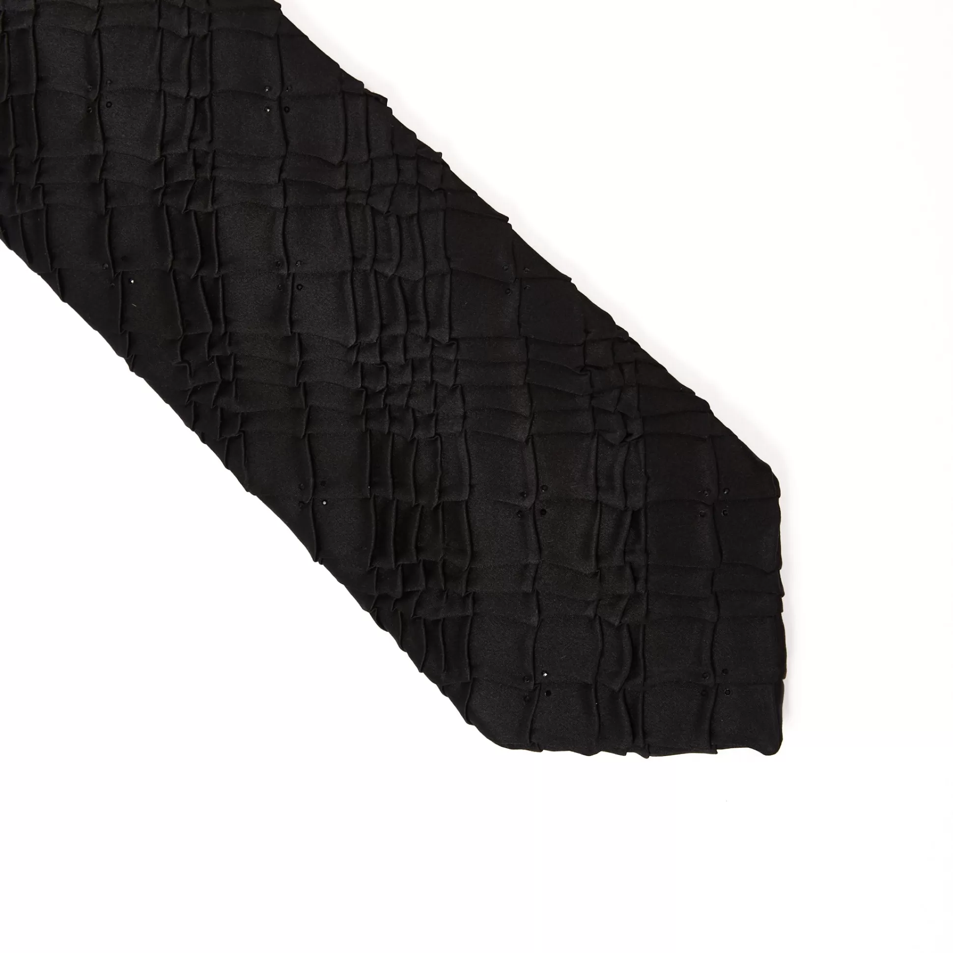 New Henry Bucks STEFANO RICCI Pleated Silk Tie BLACK 1