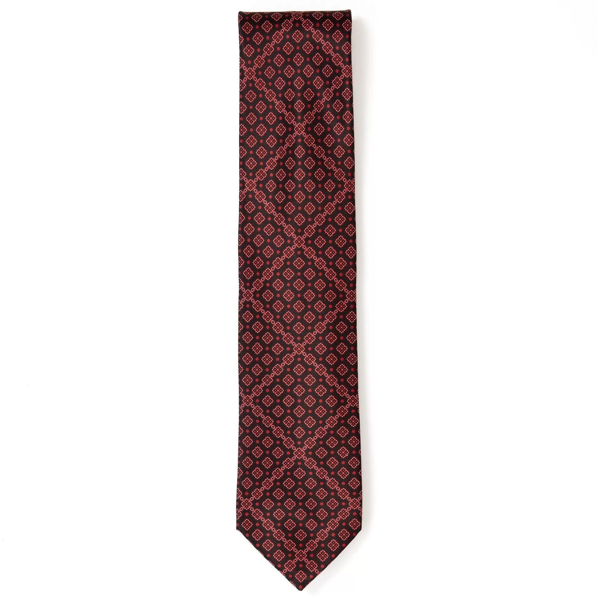 Store Henry Bucks STEFANO RICCI Square Pattern Tie BLACK/RED