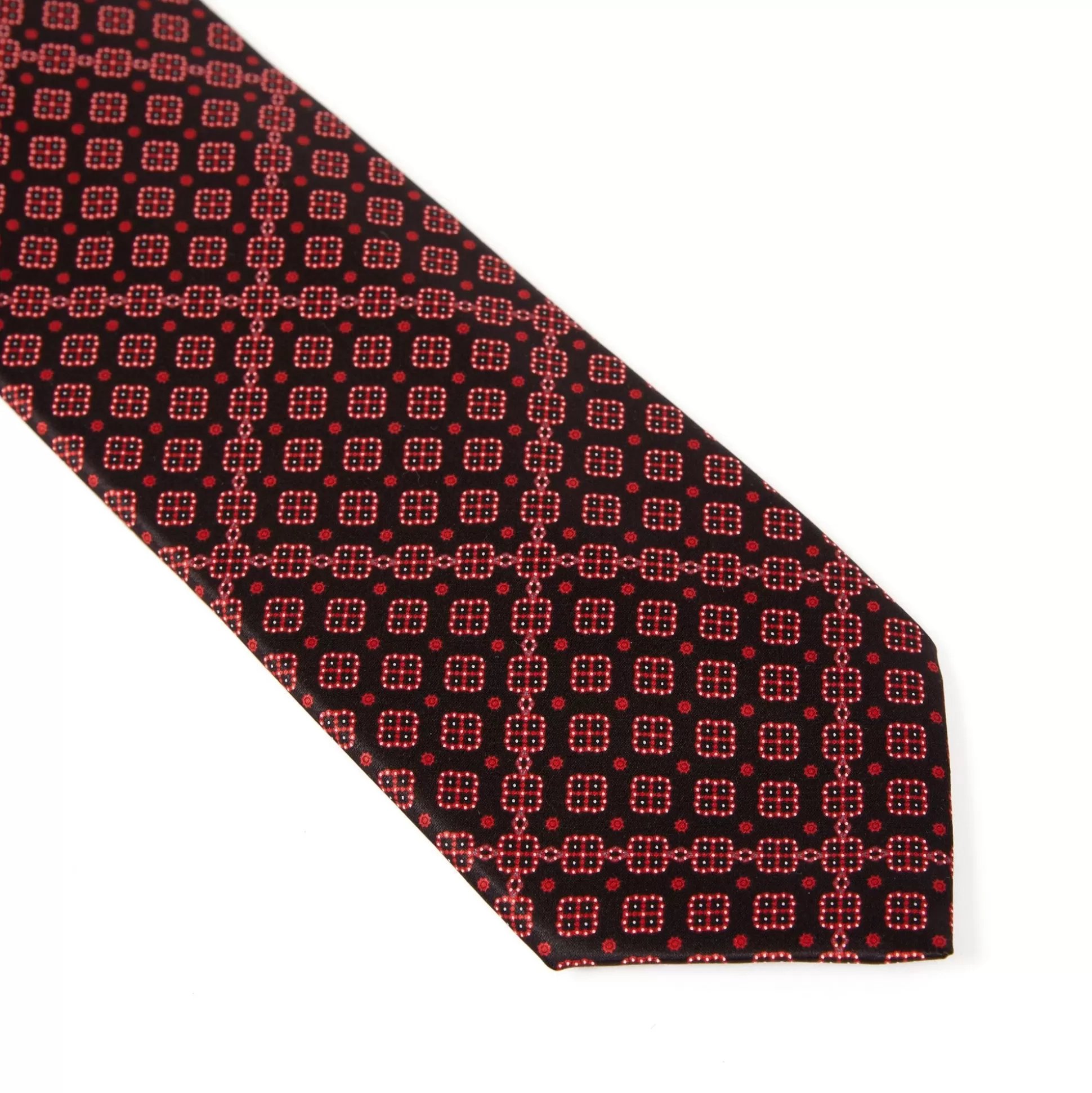 Store Henry Bucks STEFANO RICCI Square Pattern Tie BLACK/RED