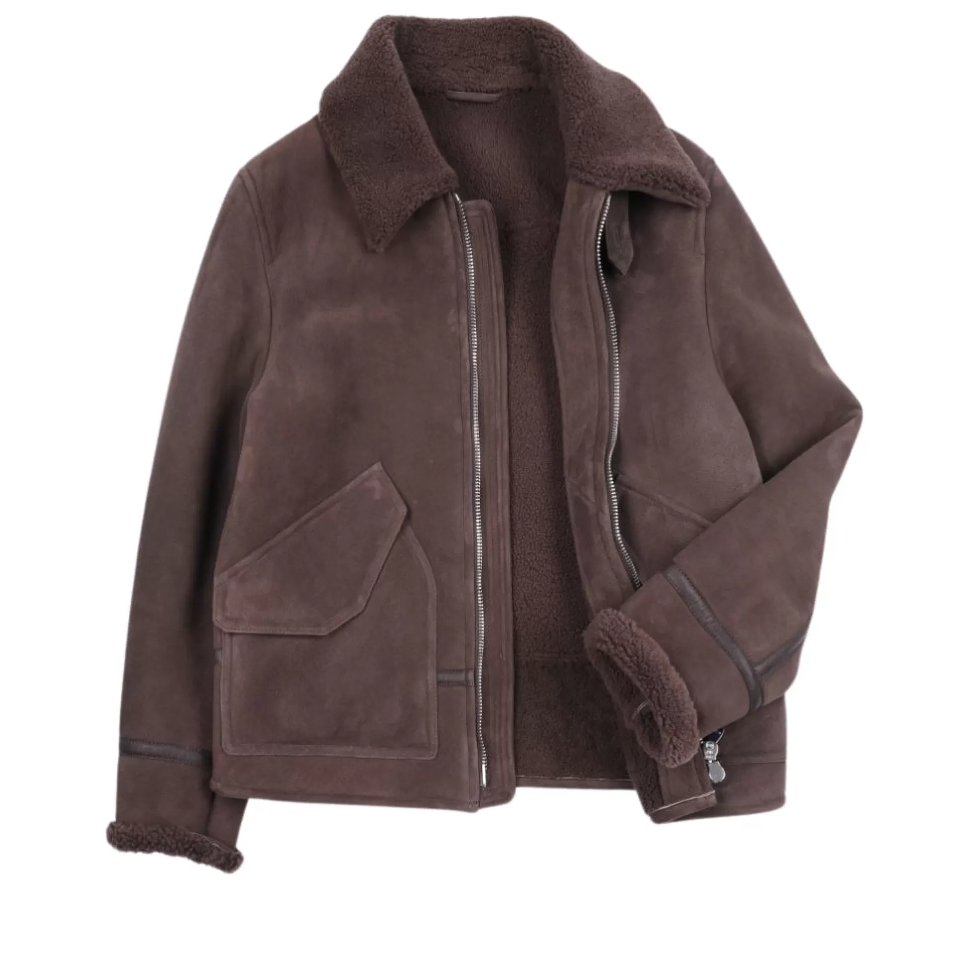 Flash Sale Henry Bucks VALSTAR Shearling Aviator Jacket DARK BROWN