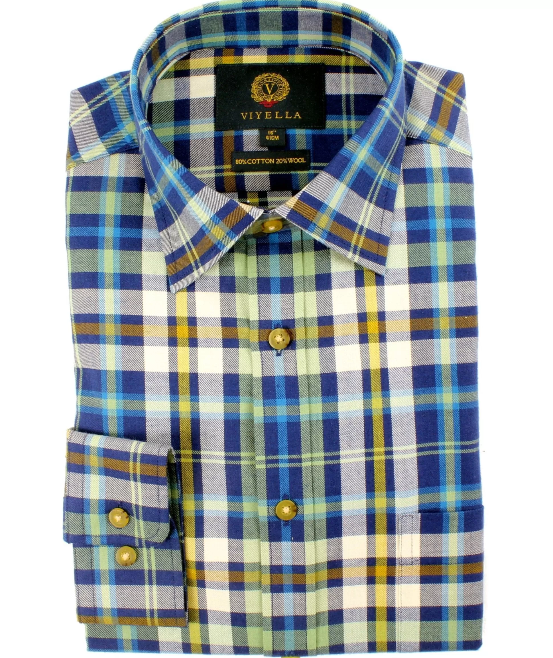 New Henry Bucks VIYELLA Plaid Shirt BLUE GREEN