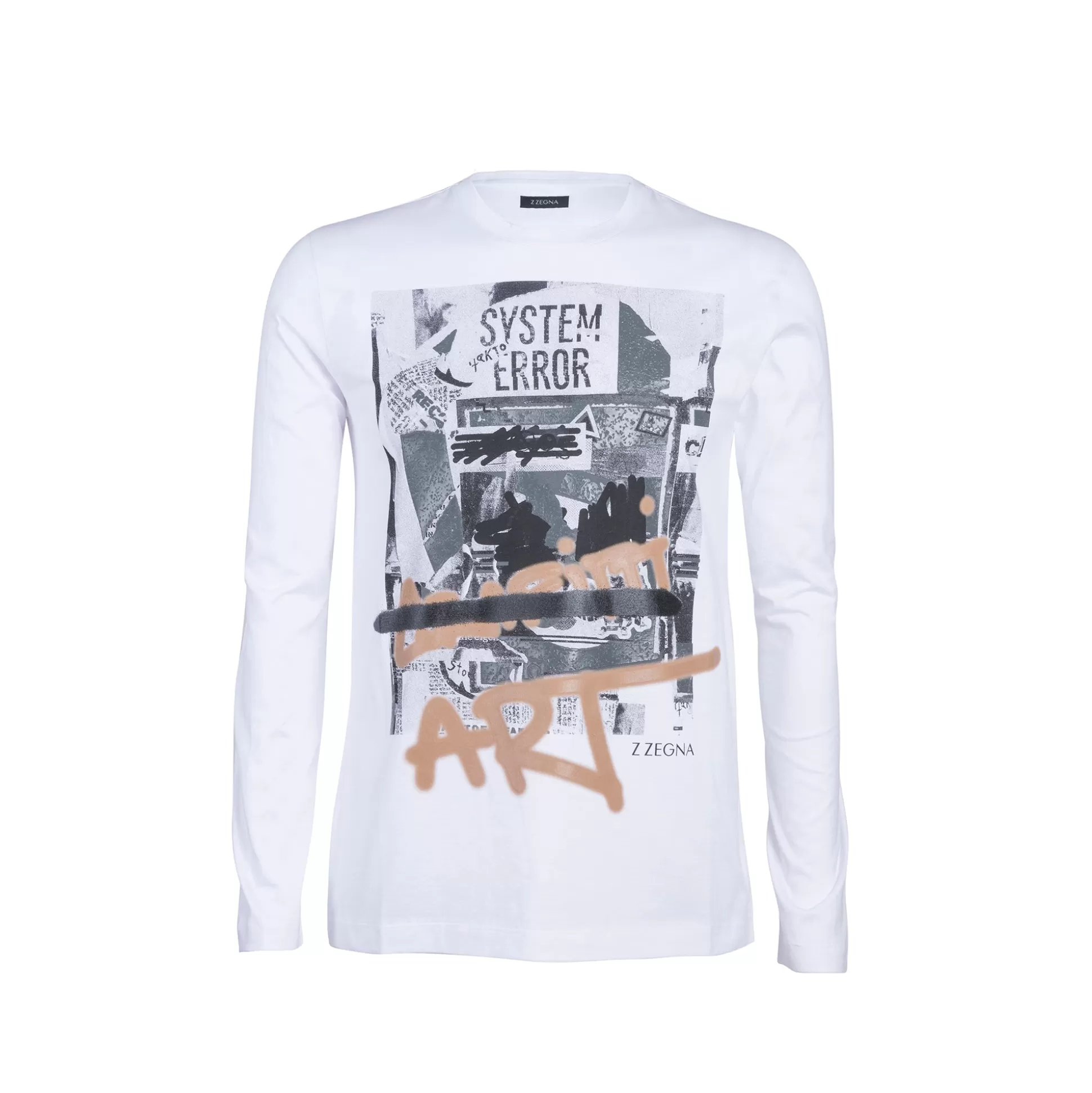 Flash Sale Henry Bucks Z ZEGNA Long Sleeve Printed T-Shirt WHITE WHITE FANCY