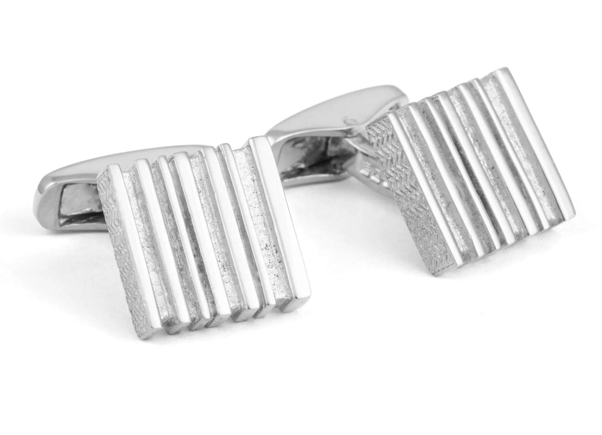 Clearance Henry Bucks ZEGNA Linear Texture Cufflinks SILVER SQUARE