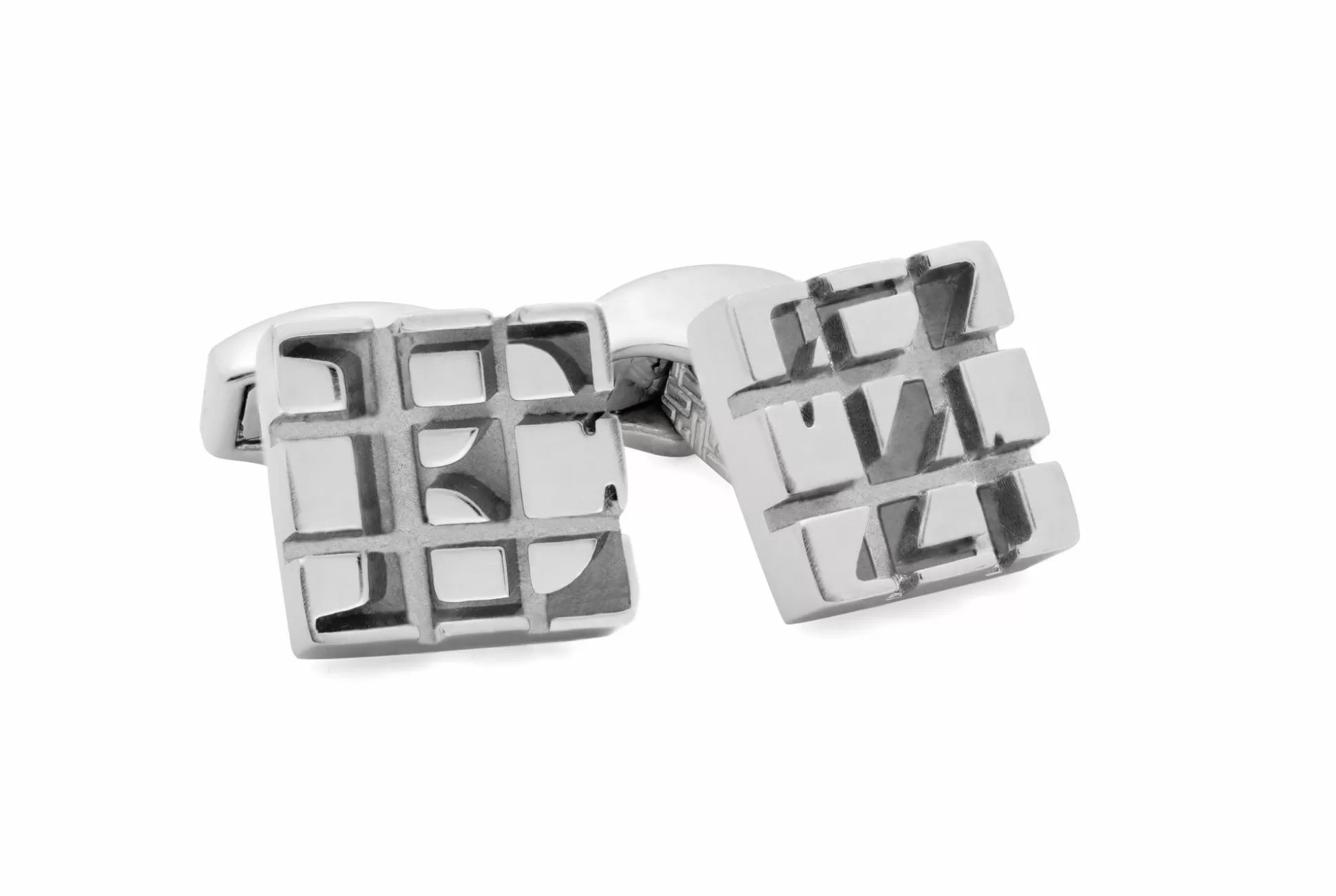 Store Henry Bucks ZEGNA Logo Cutout Cufflinks RHODIUM SQUARE