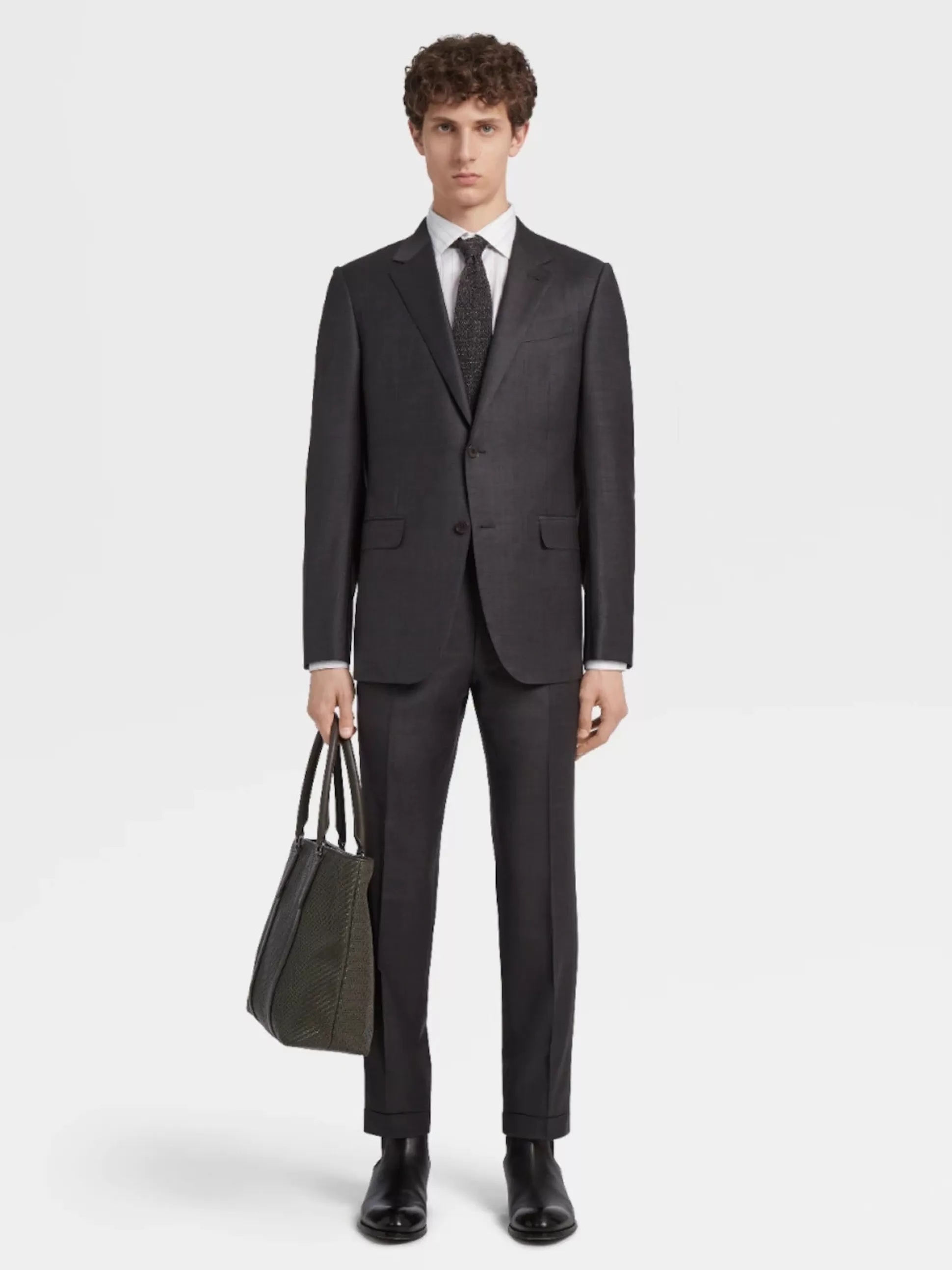 Clearance Henry Bucks ZEGNA Trofeo™ Pin Dot Wool Suit DARK GREY REG