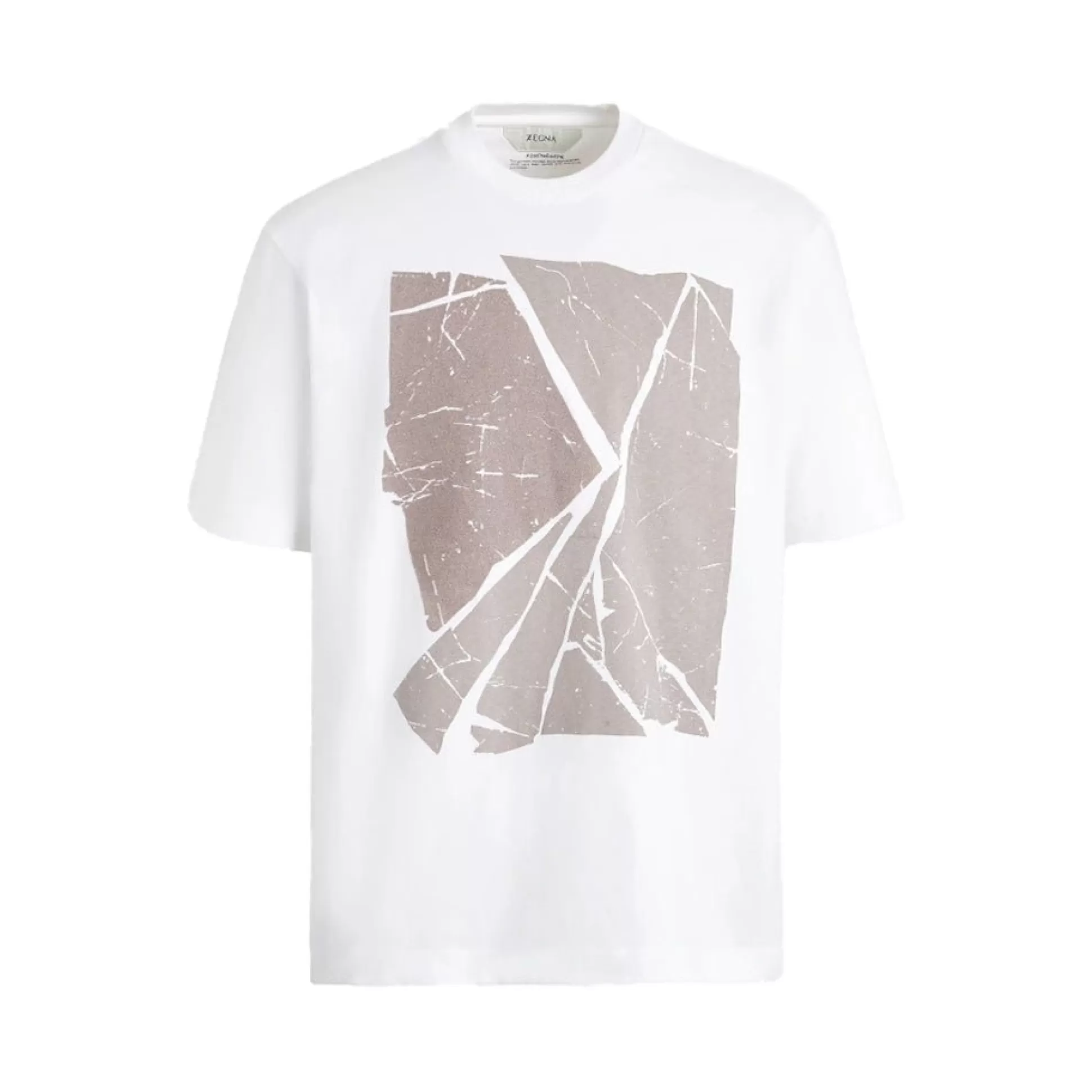 New Henry Bucks ZEGNA #USETHEEXISTING™ Recycled Placed Printed T-Shirt WHITE