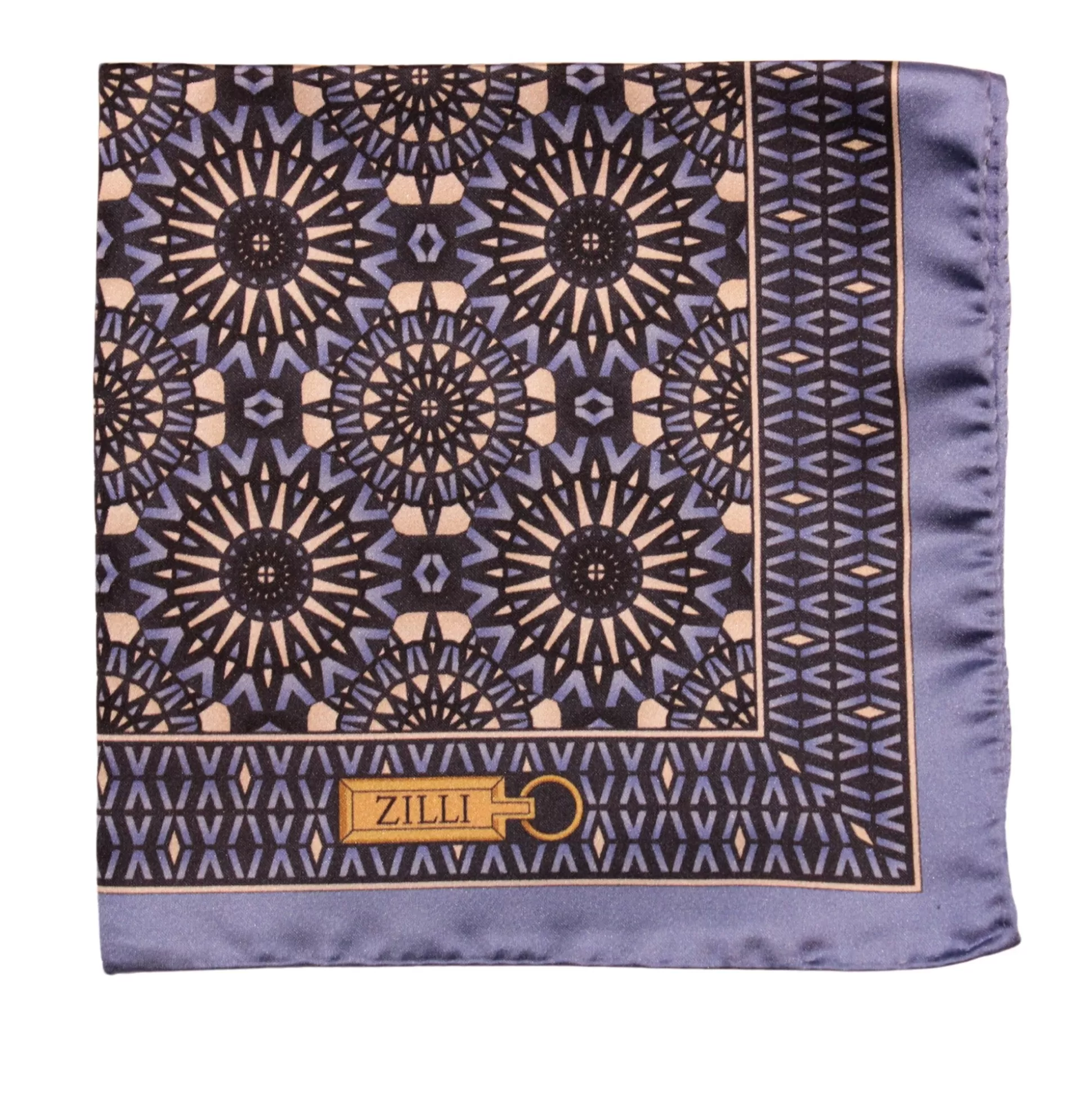 Best Henry Bucks ZILLI Printed Silk Hanky BLUE