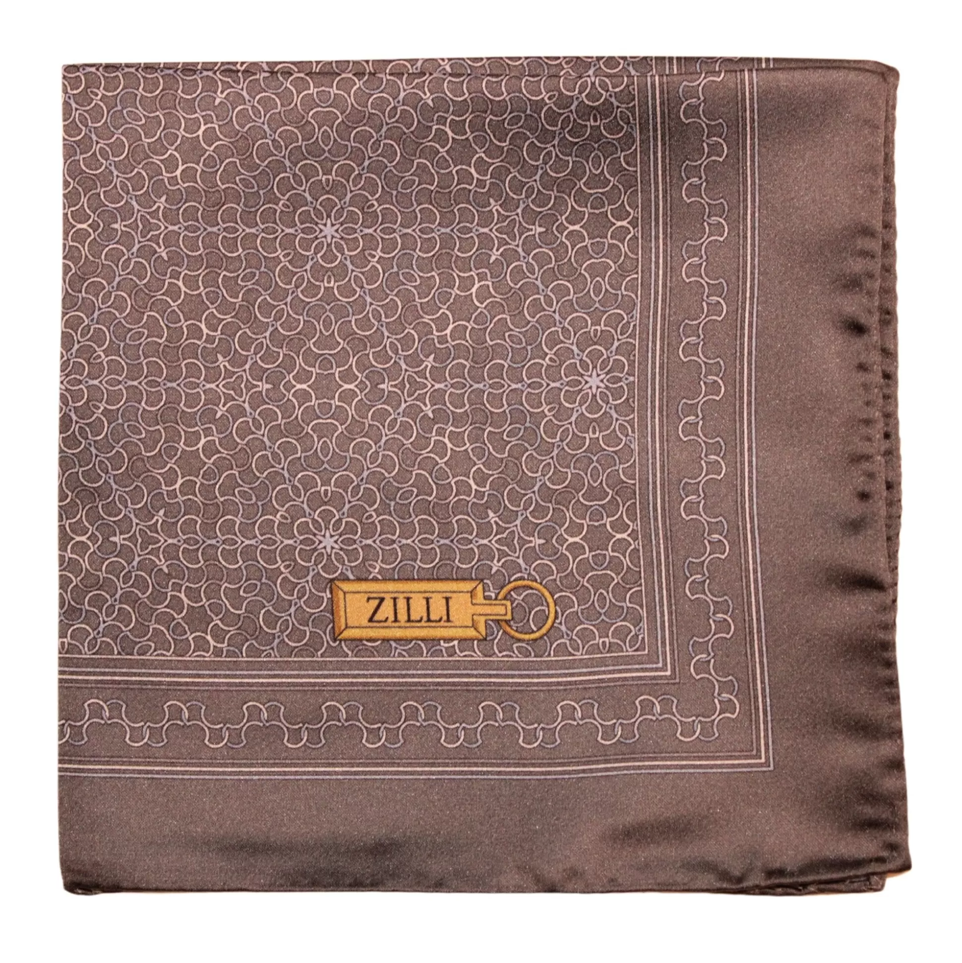 Flash Sale Henry Bucks ZILLI Printed Silk Hanky GREY