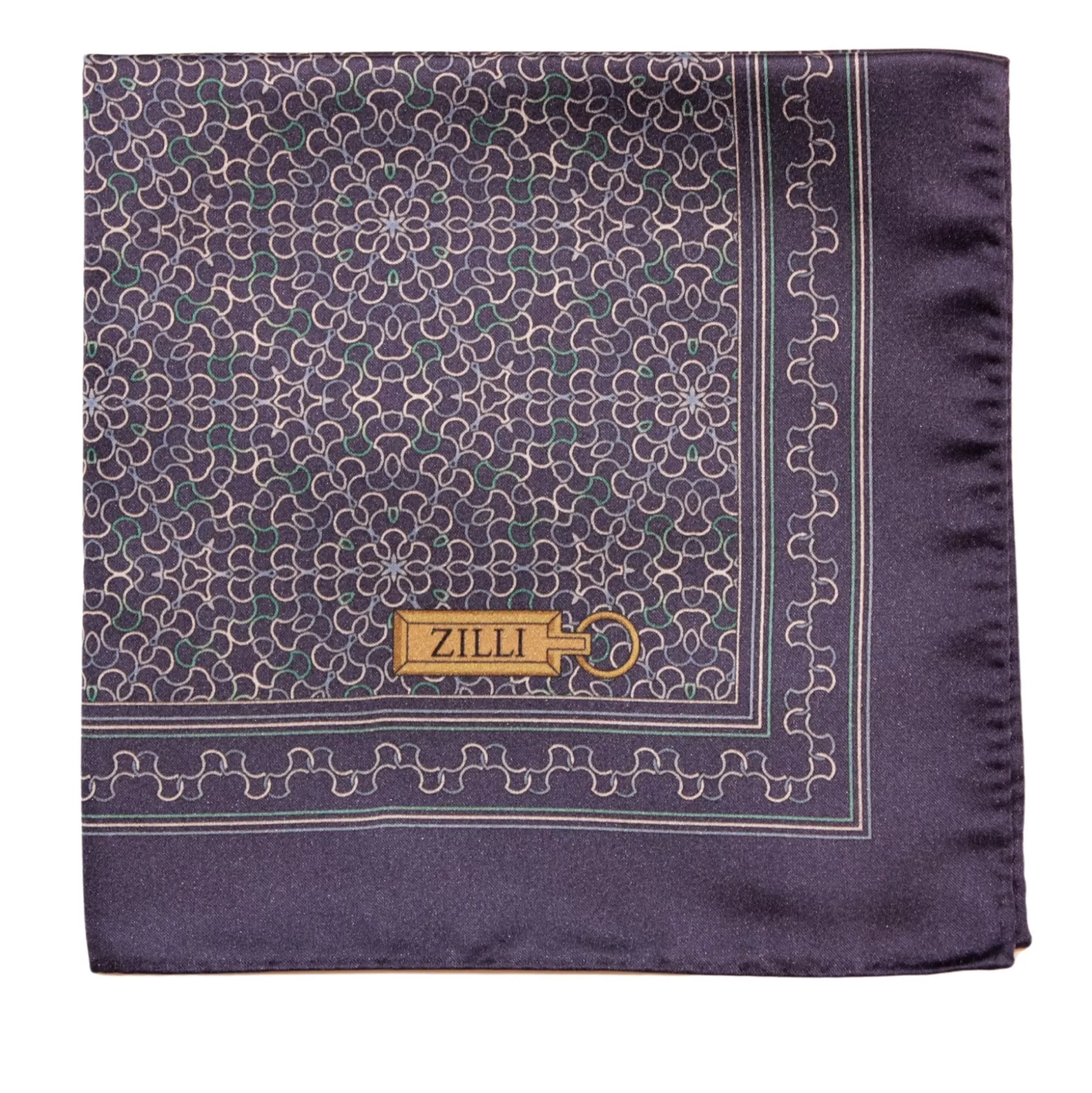 Flash Sale Henry Bucks ZILLI Printed Silk Hanky NAVY