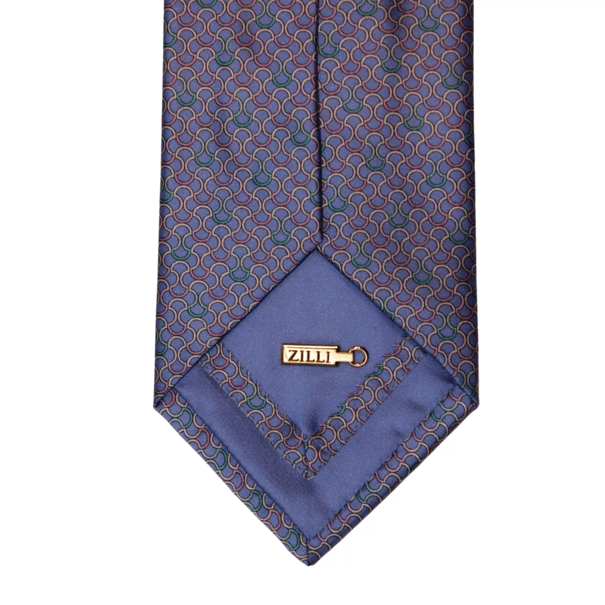 New Henry Bucks ZILLI Printed Silk Tie BLUE