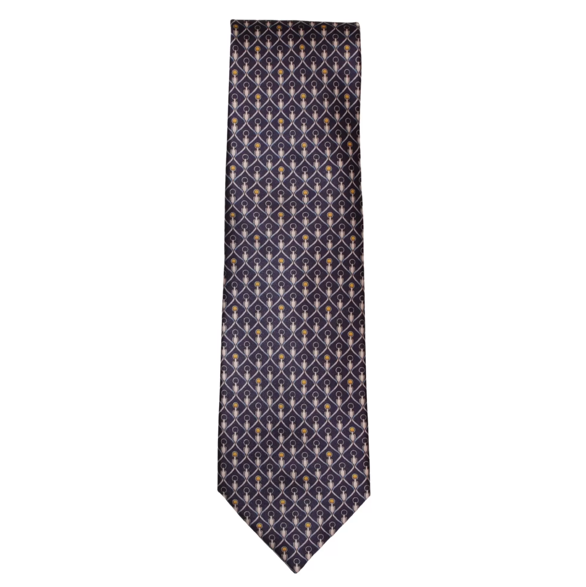 Fashion Henry Bucks ZILLI Printed Silk Tie DARK NAVY