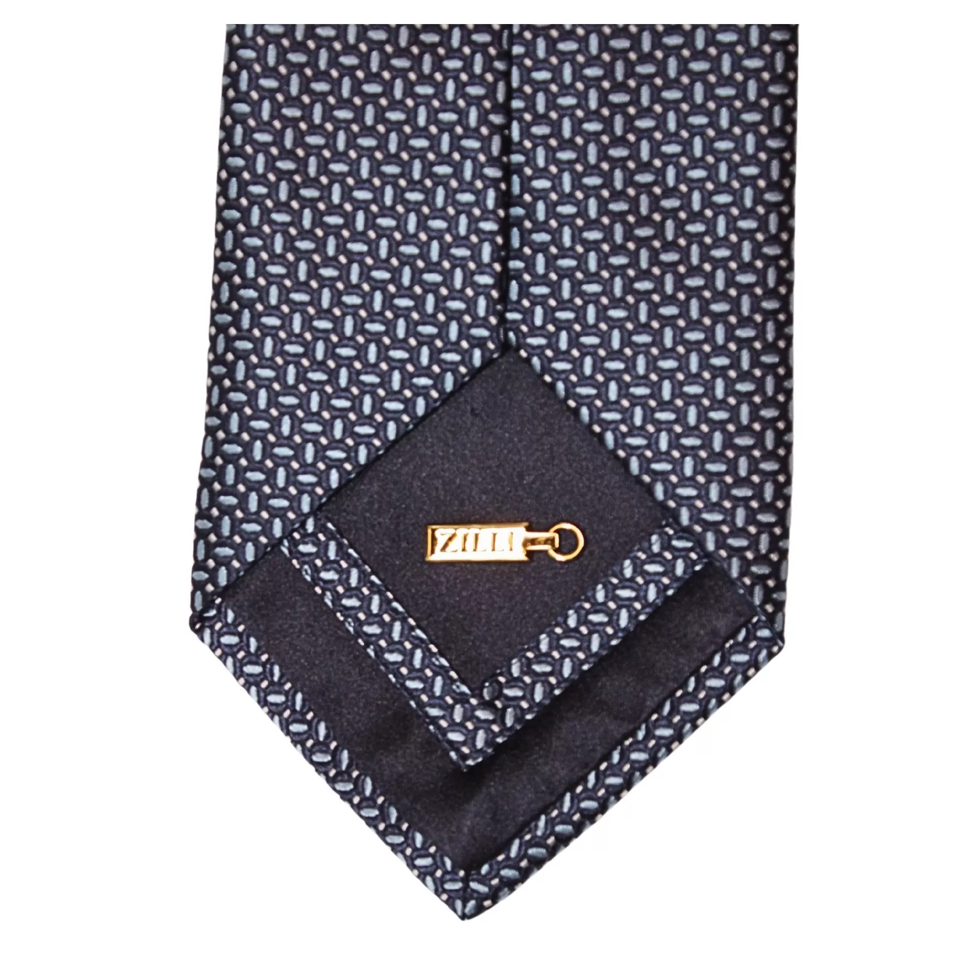 Clearance Henry Bucks ZILLI Printed Silk Tie NAVY