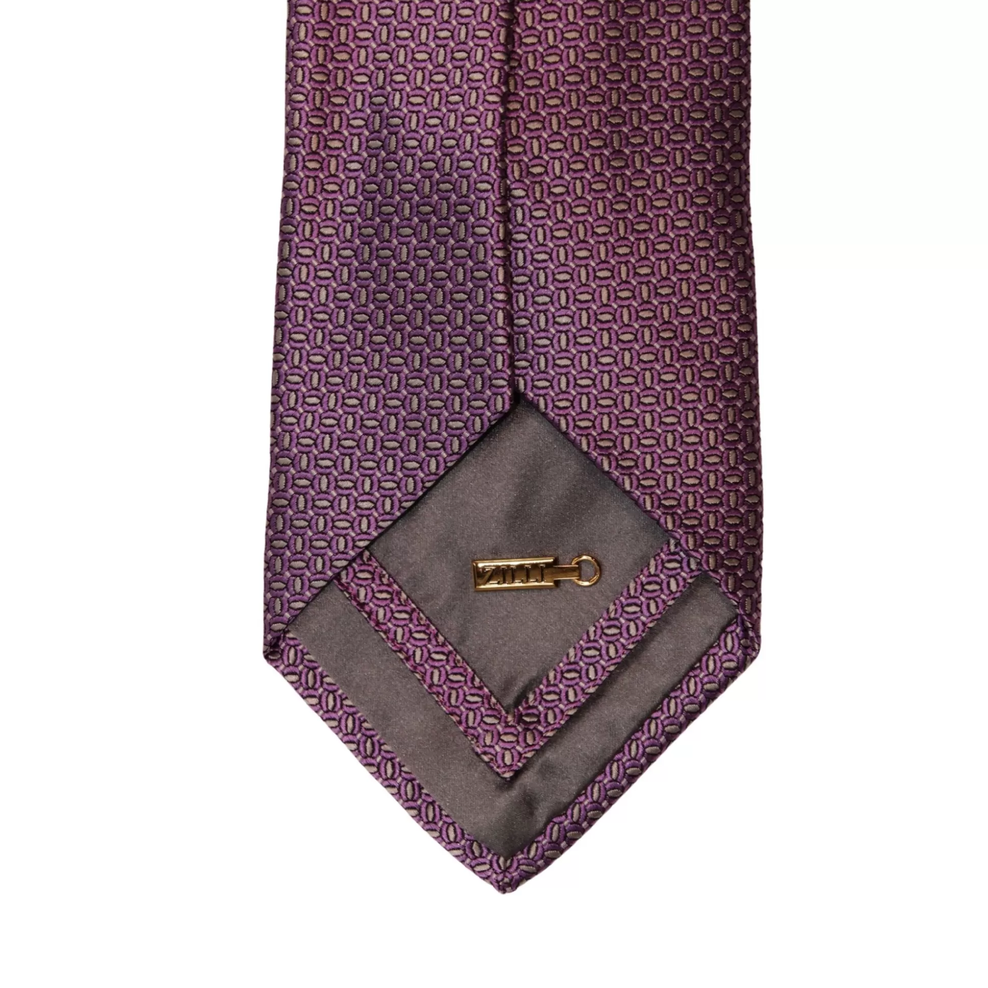 Shop Henry Bucks ZILLI Printed Silk Tie PURPLE