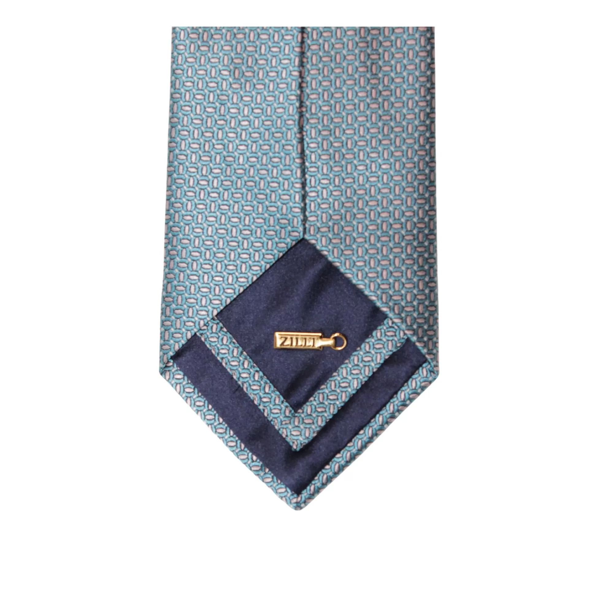 Shop Henry Bucks ZILLI Printed Silk Tie TEAL